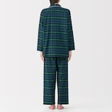 婦人　脇に縫い目のない　フランネル長袖パジャマ