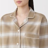 婦人　脇に縫い目のない　フランネル長袖パジャマ