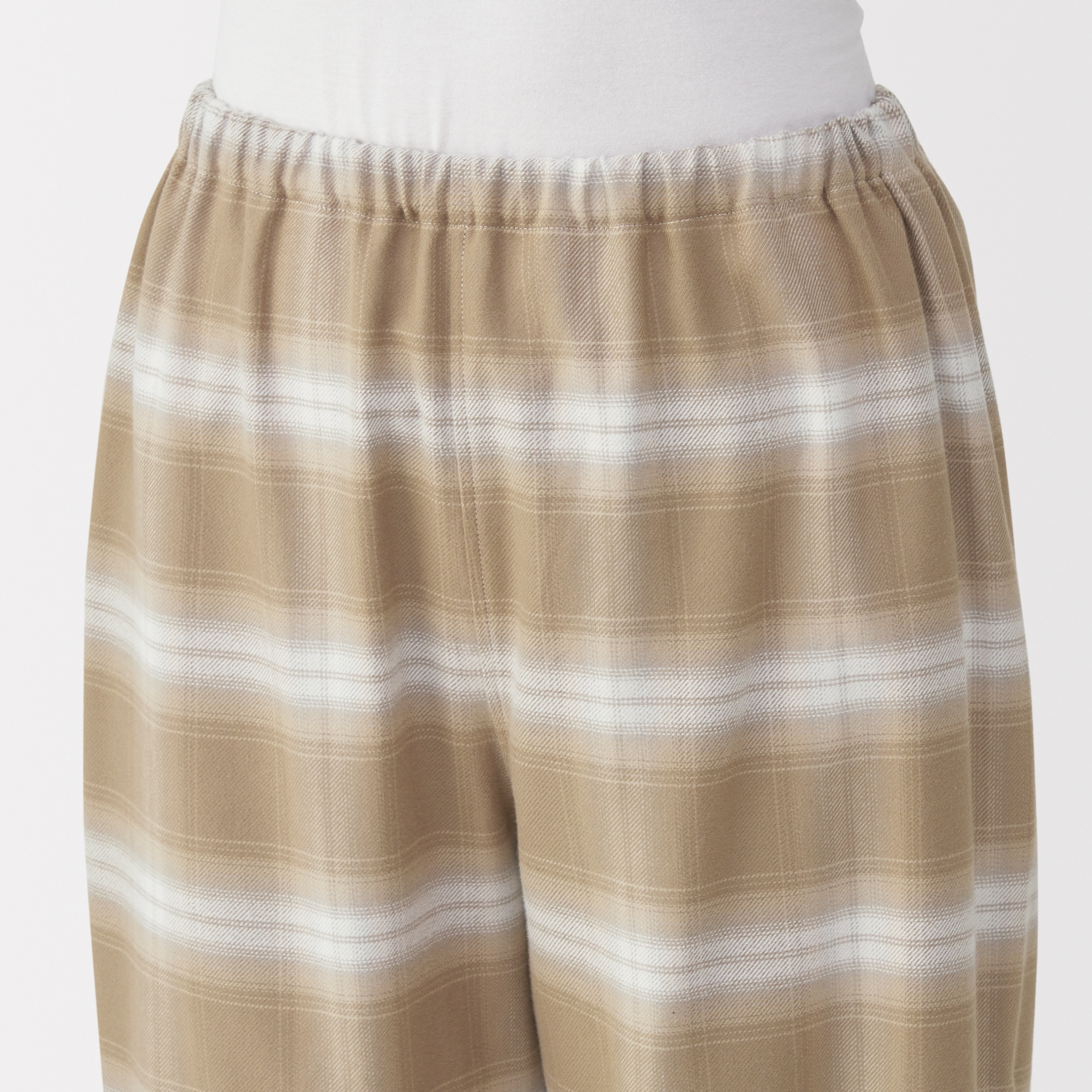 婦人　脇に縫い目のない　フランネル長袖パジャマ