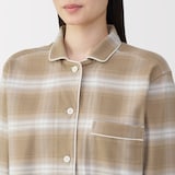 婦人　脇に縫い目のない　フランネル長袖パジャマ