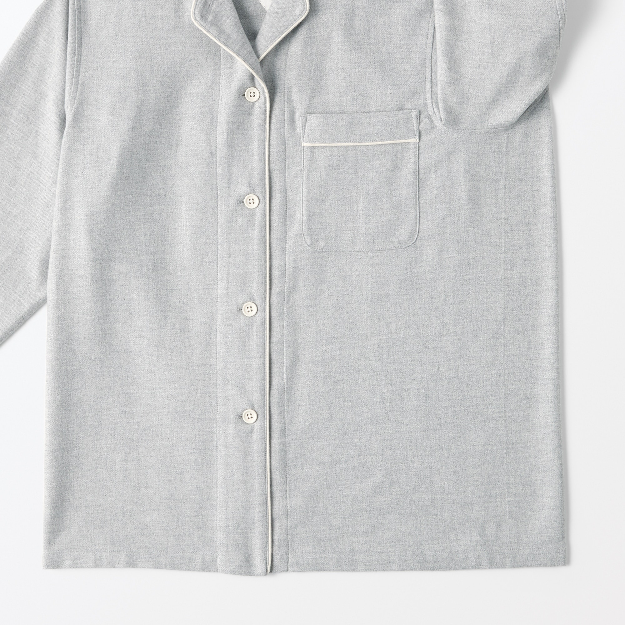 婦人　脇に縫い目のない　フランネル長袖パジャマ