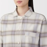 婦人　脇に縫い目のない　フランネル長袖パジャマ