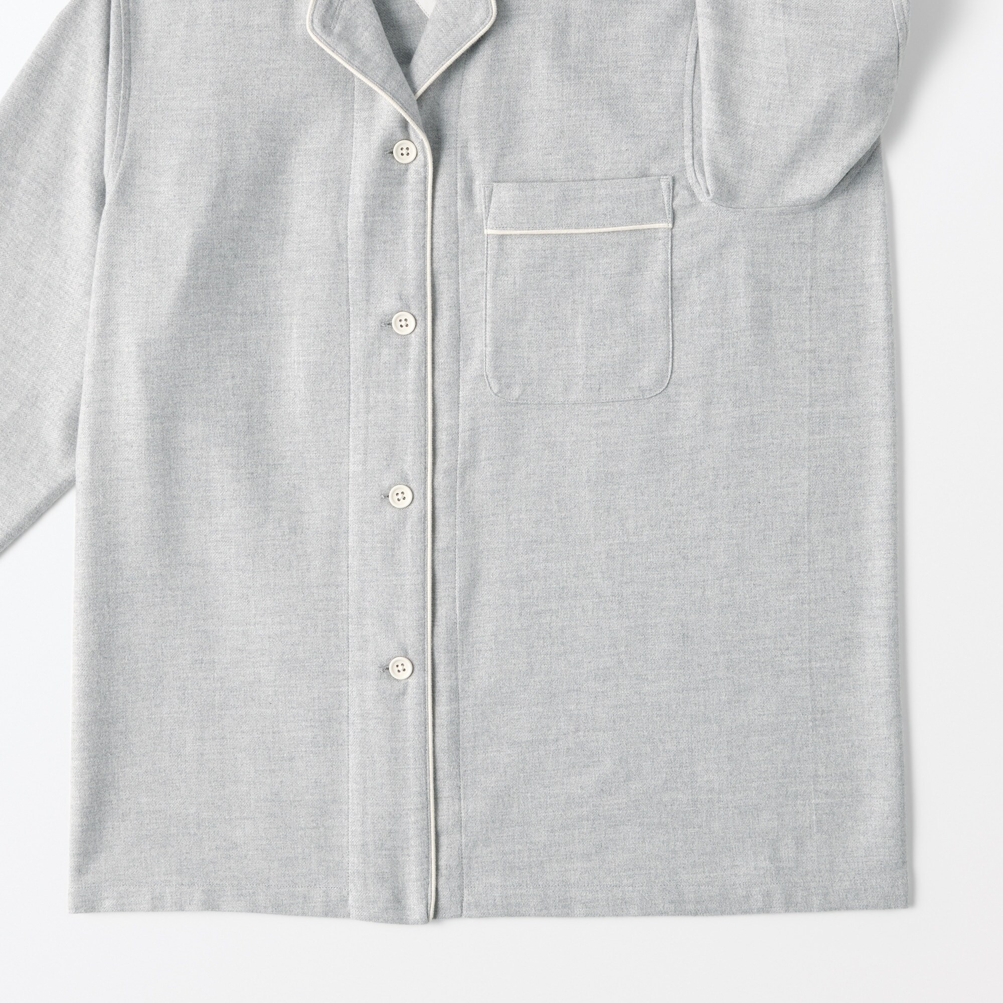 婦人　脇に縫い目のない　フランネル長袖パジャマ