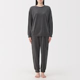 婦人　コットンベロア　長袖ルームウェアセット