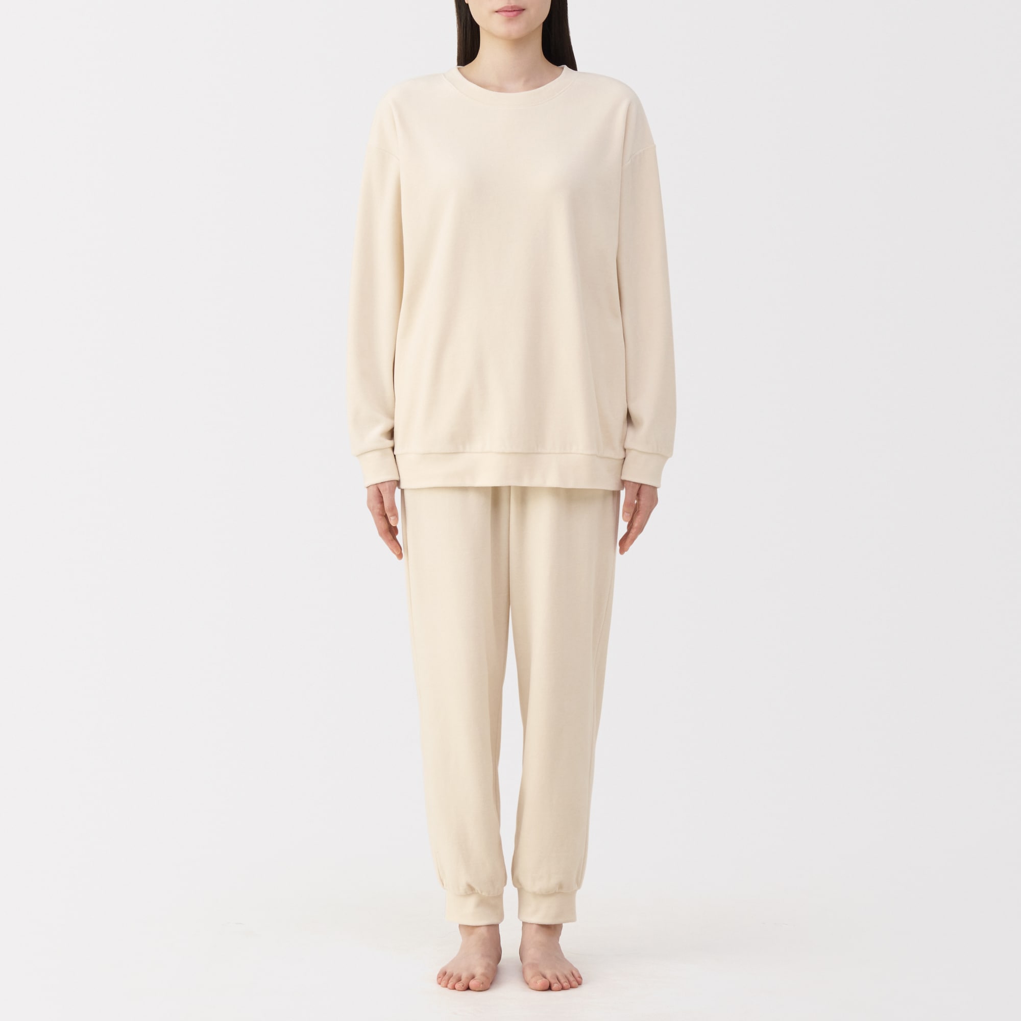 婦人　コットンベロア　長袖ルームウェアセット