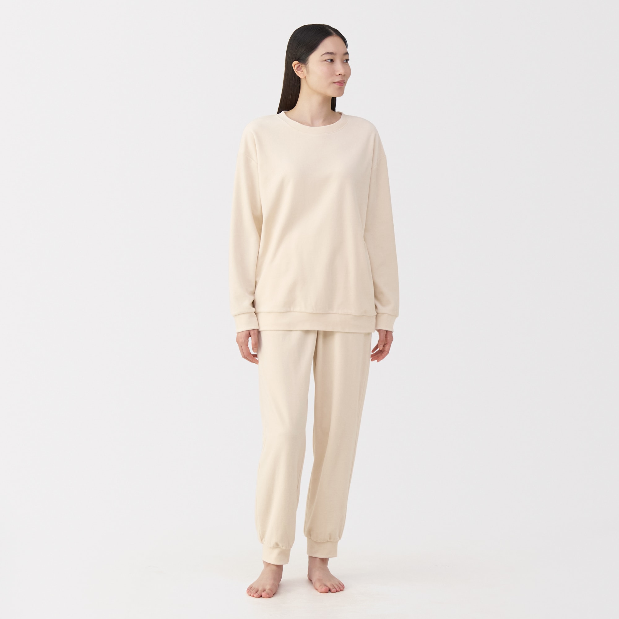 婦人　コットンベロア　長袖ルームウェアセット