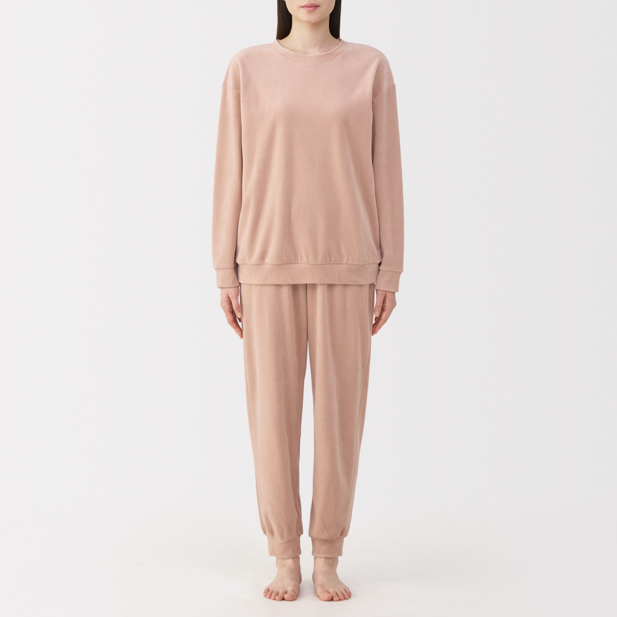 婦人　コットンベロア　長袖ルームウェアセット