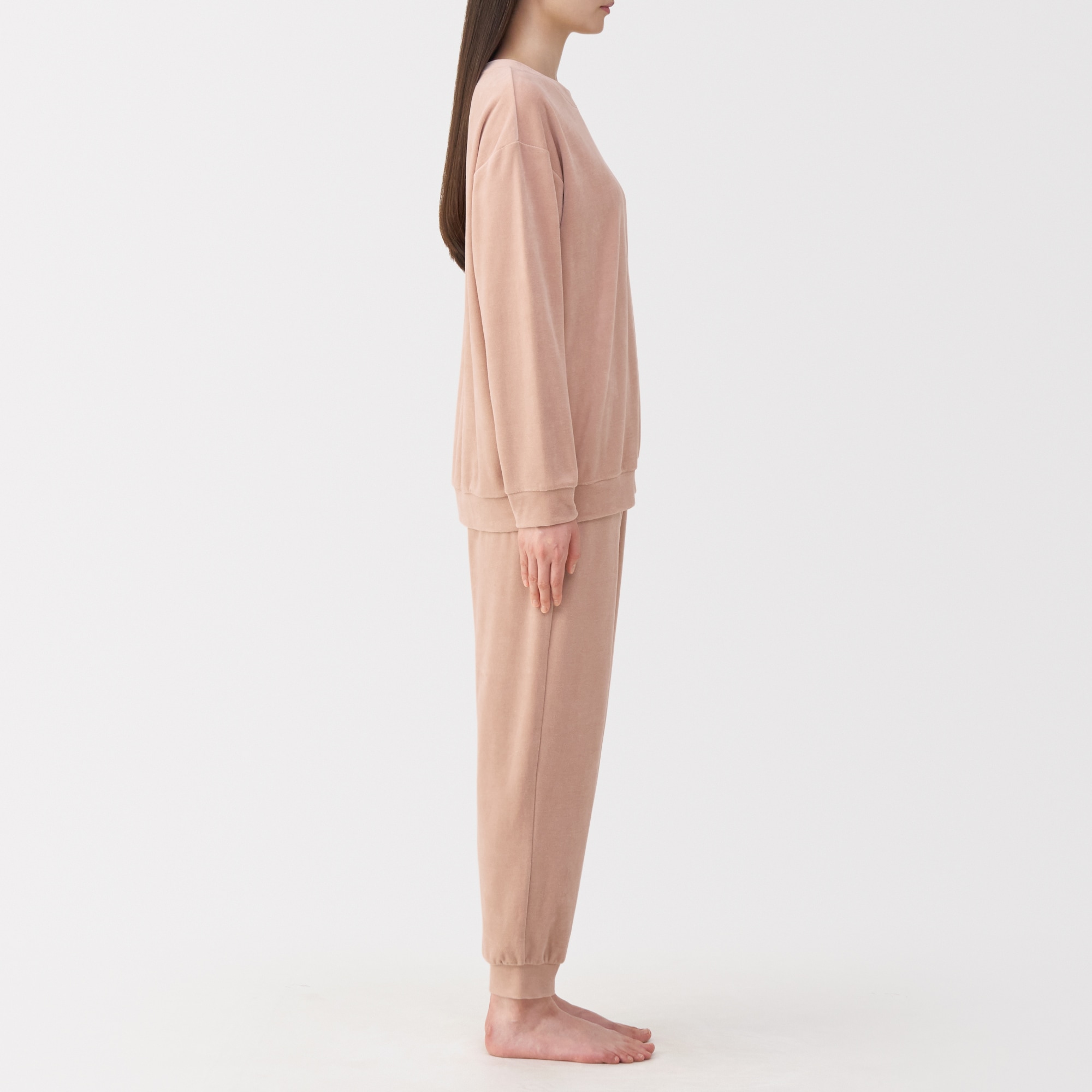 婦人　コットンベロア　長袖ルームウェアセット