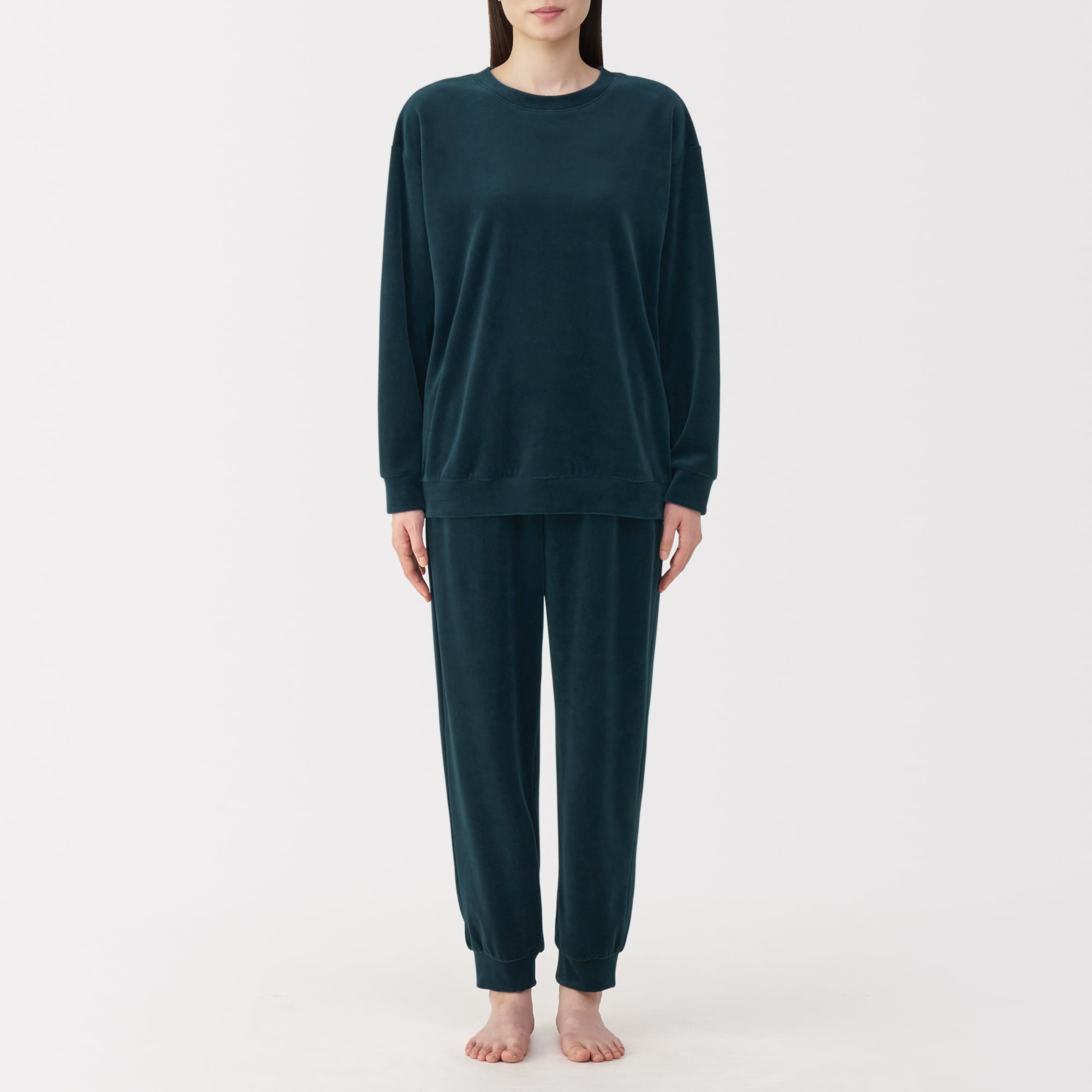 婦人　コットンベロア　長袖ルームウェアセット