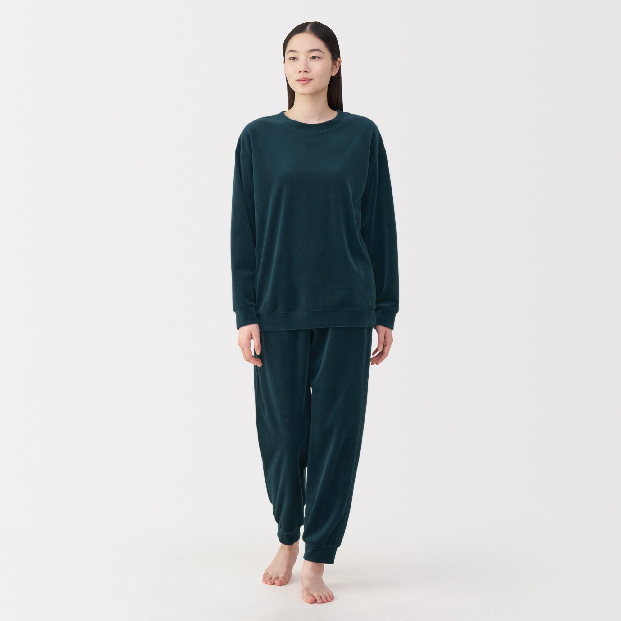 婦人　コットンベロア　長袖ルームウェアセット