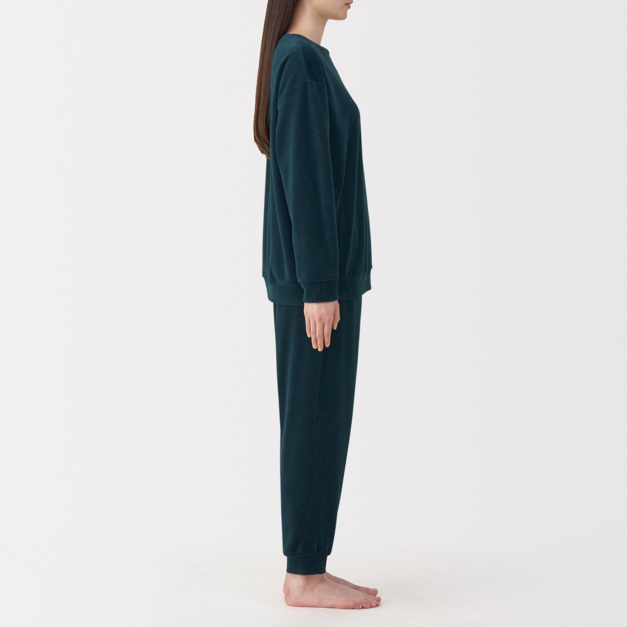 婦人　コットンベロア　長袖ルームウェアセット