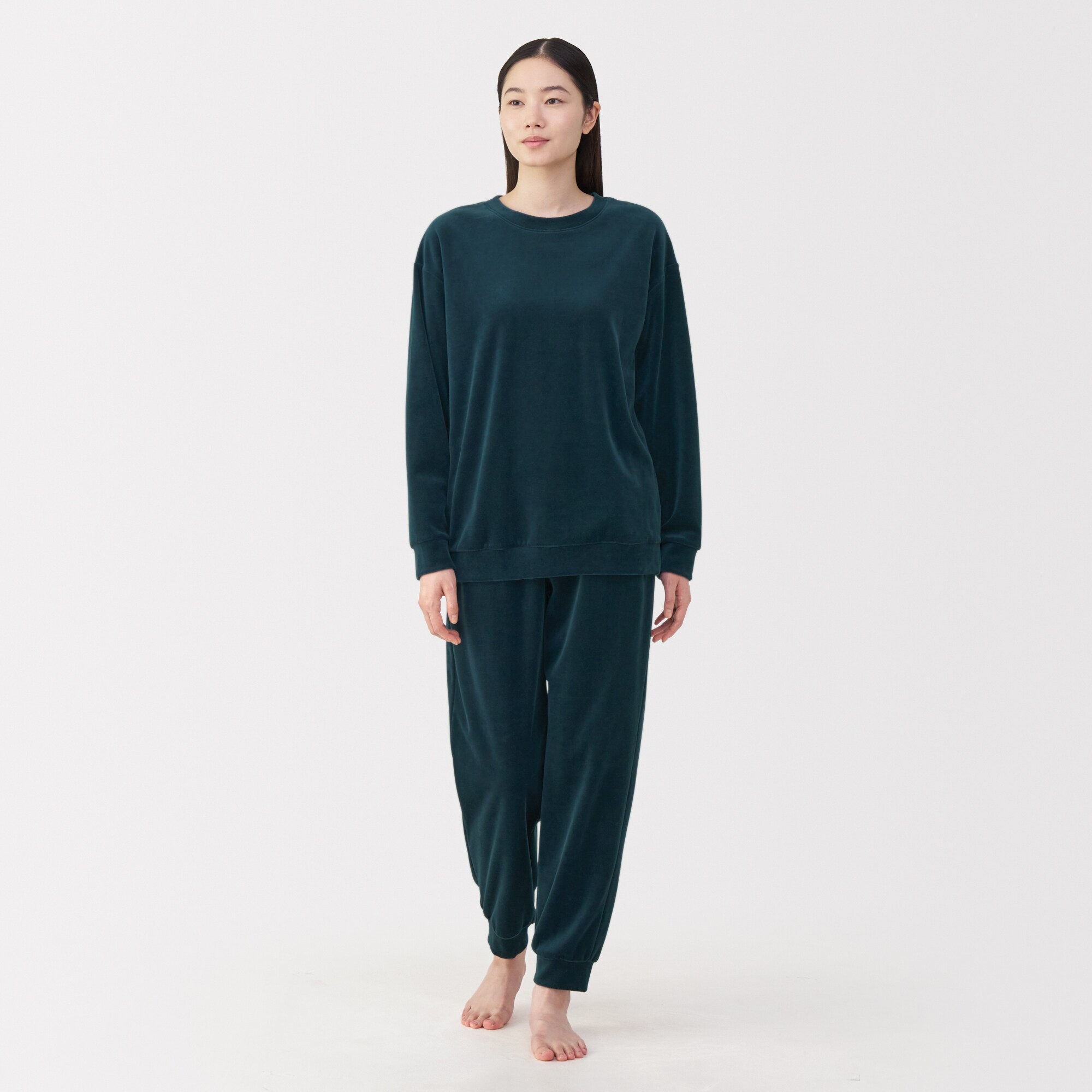 婦人　コットンベロア　長袖ルームウェアセット