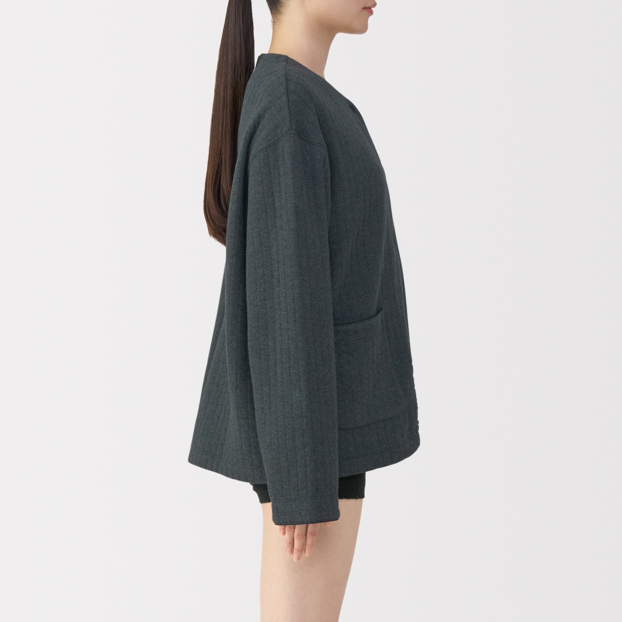 婦人　コットン混キルト　カーディガン