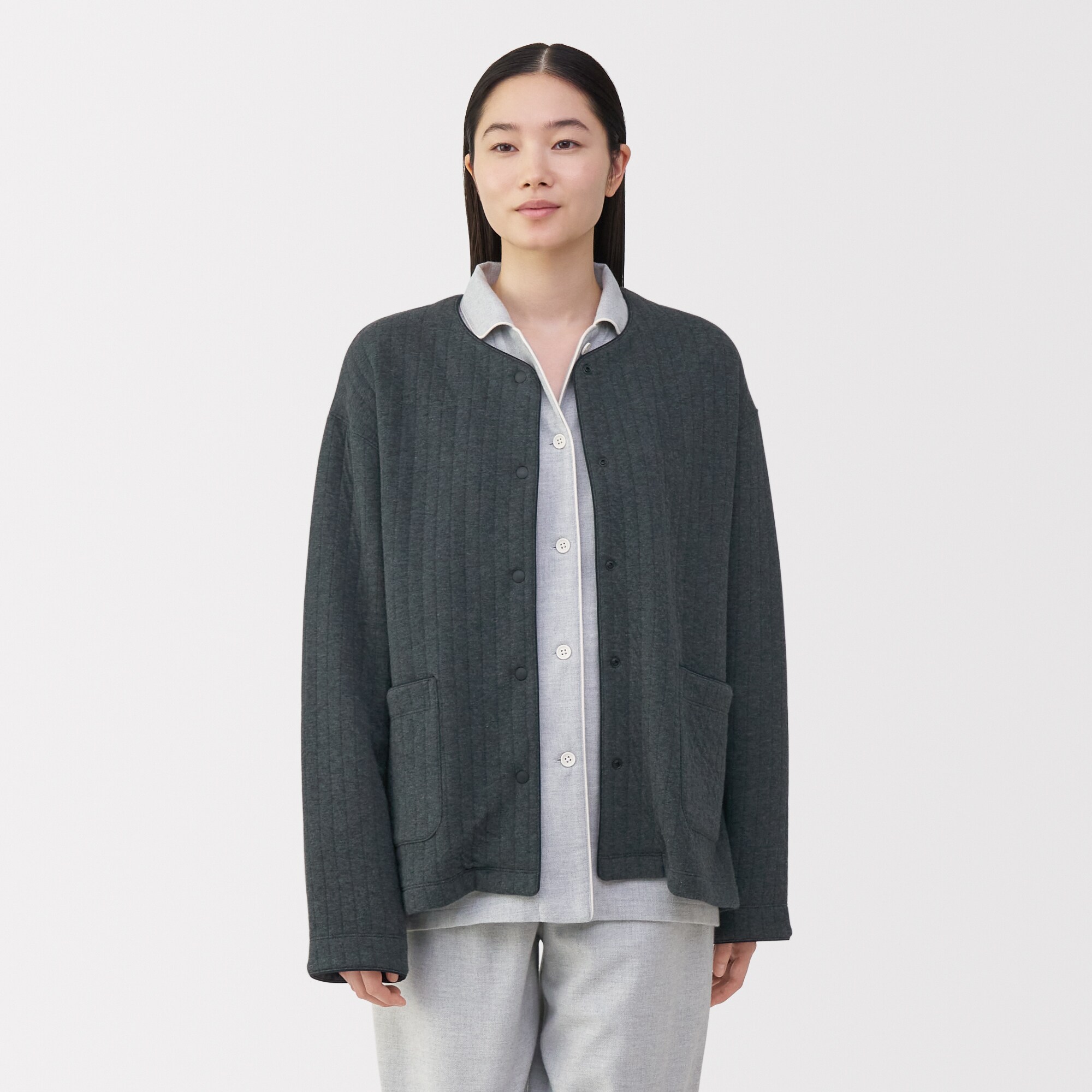 婦人　コットン混キルト　カーディガン