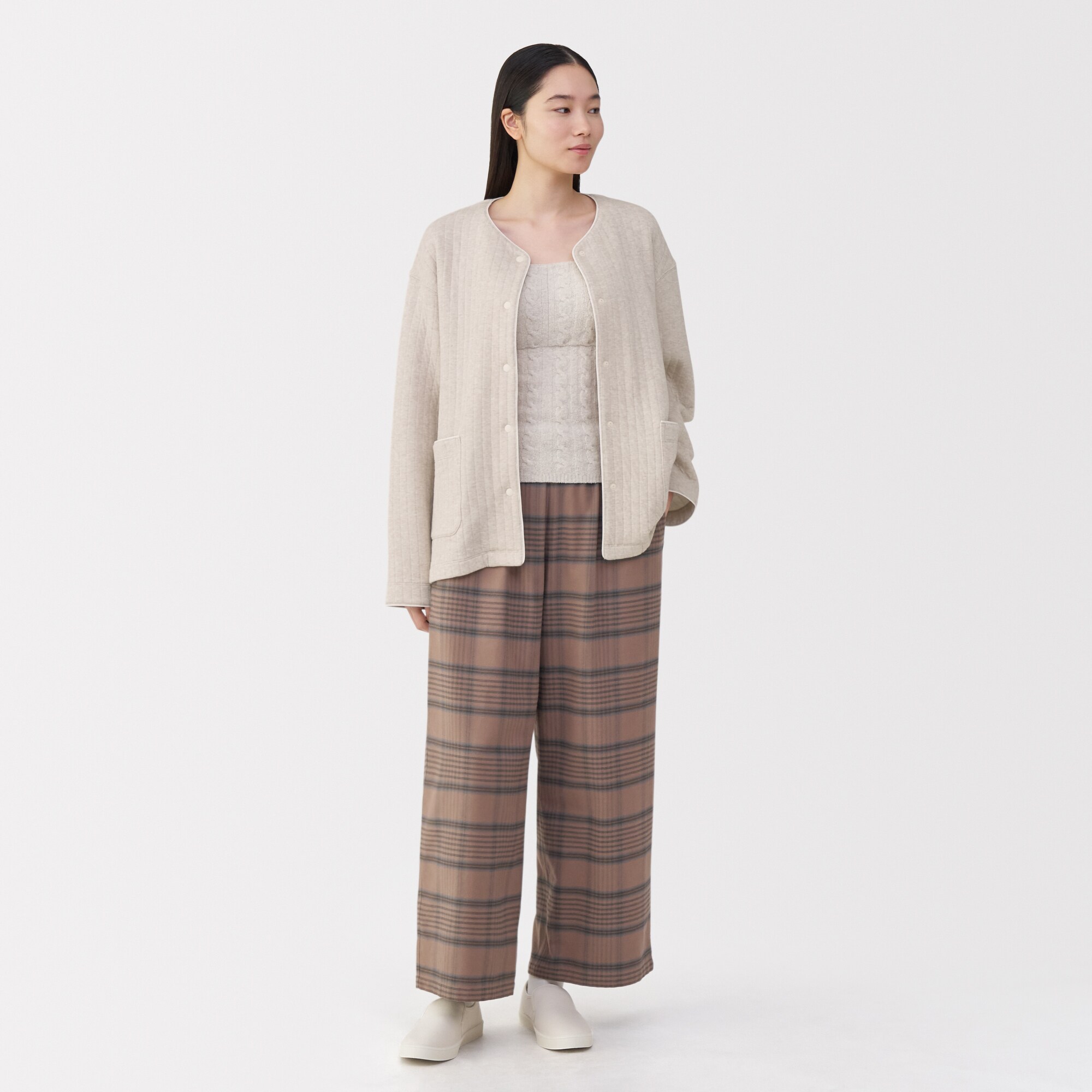 婦人　コットン混キルト　カーディガン