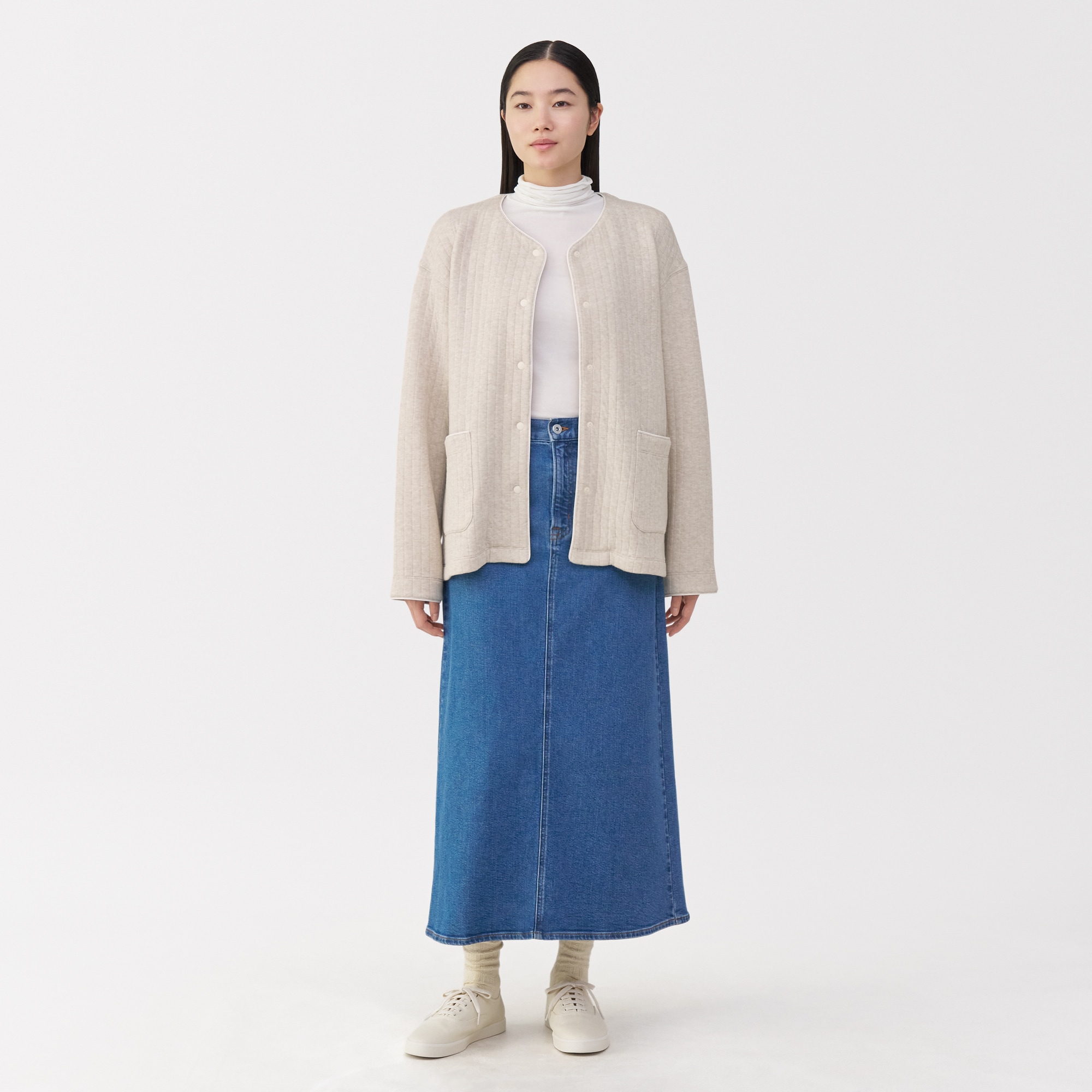 婦人　コットン混キルト　カーディガン