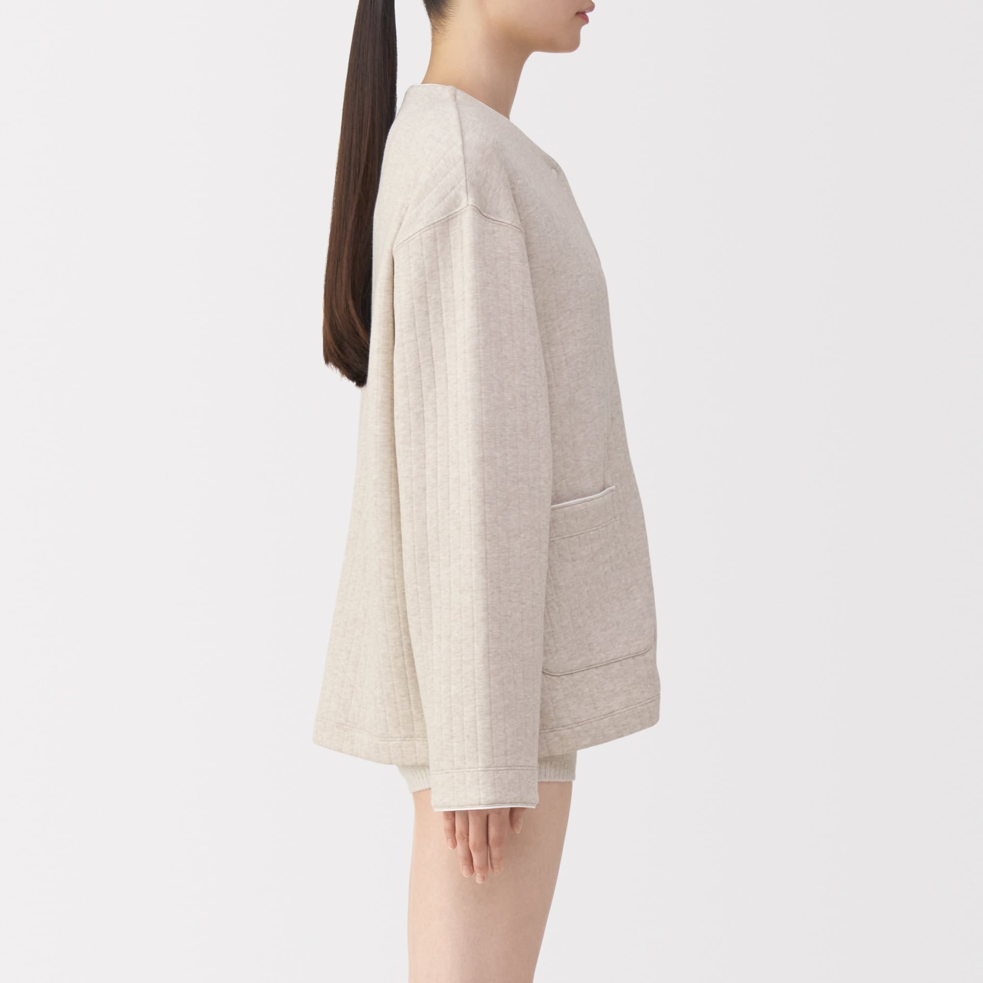 婦人　コットン混キルト　カーディガン