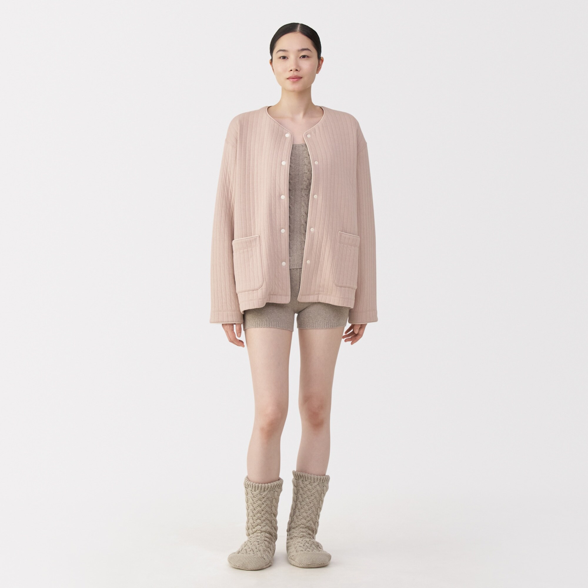 婦人　コットン混キルト　カーディガン