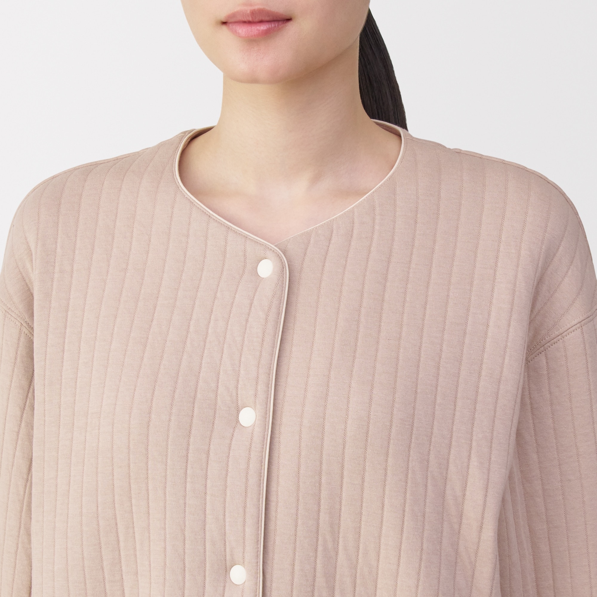 婦人　コットン混キルト　カーディガン