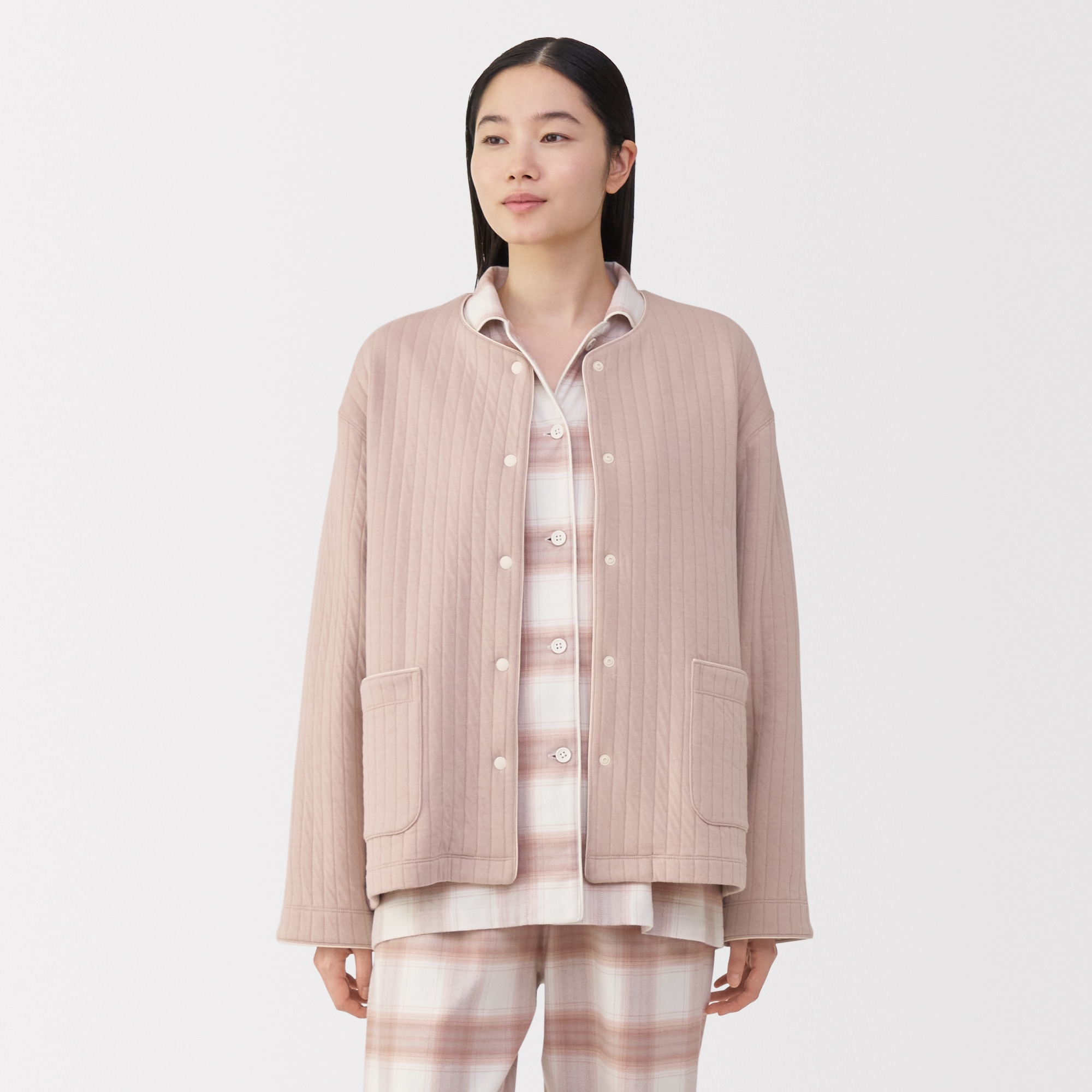 婦人　コットン混キルト　カーディガン