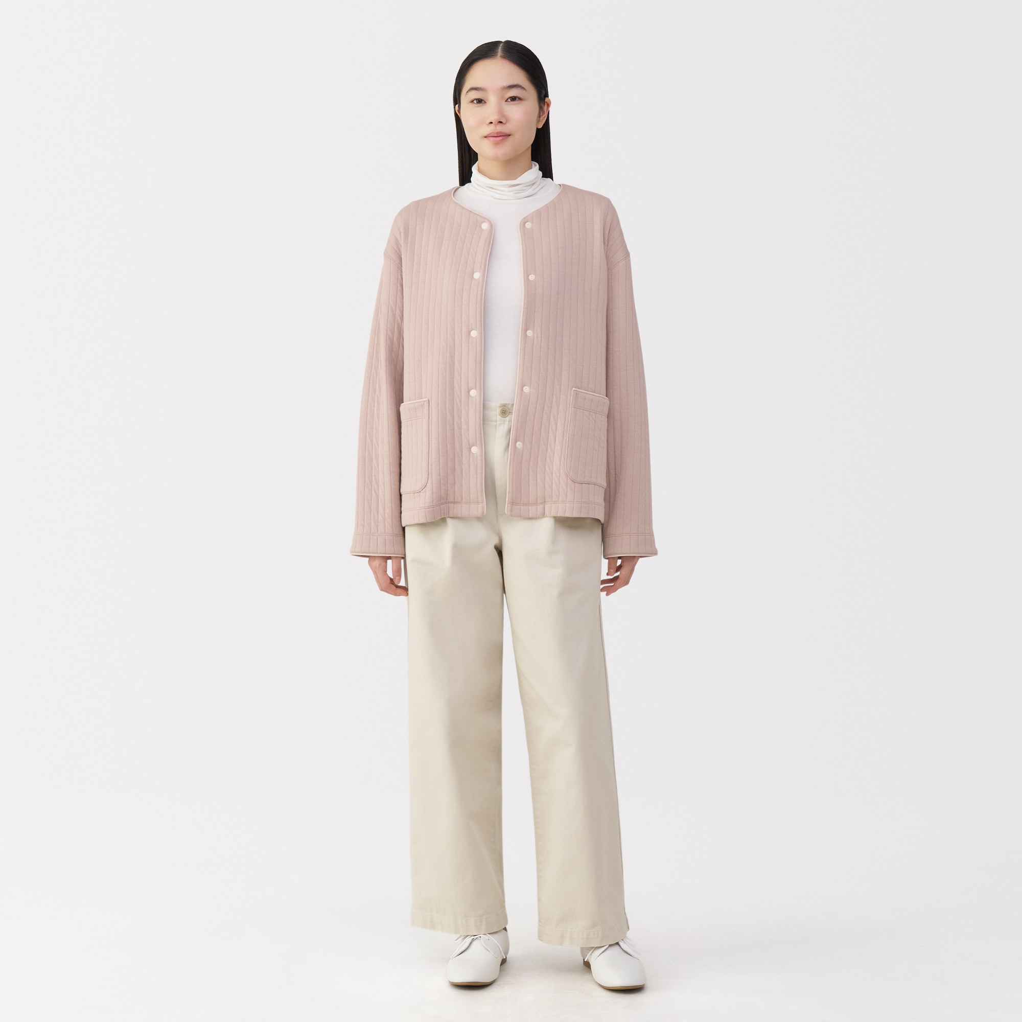 婦人　コットン混キルト　カーディガン