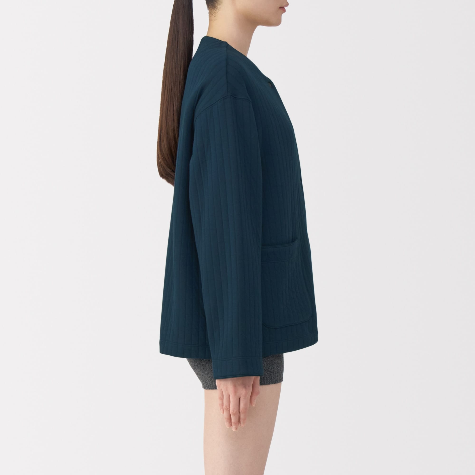 婦人　コットン混キルト　カーディガン