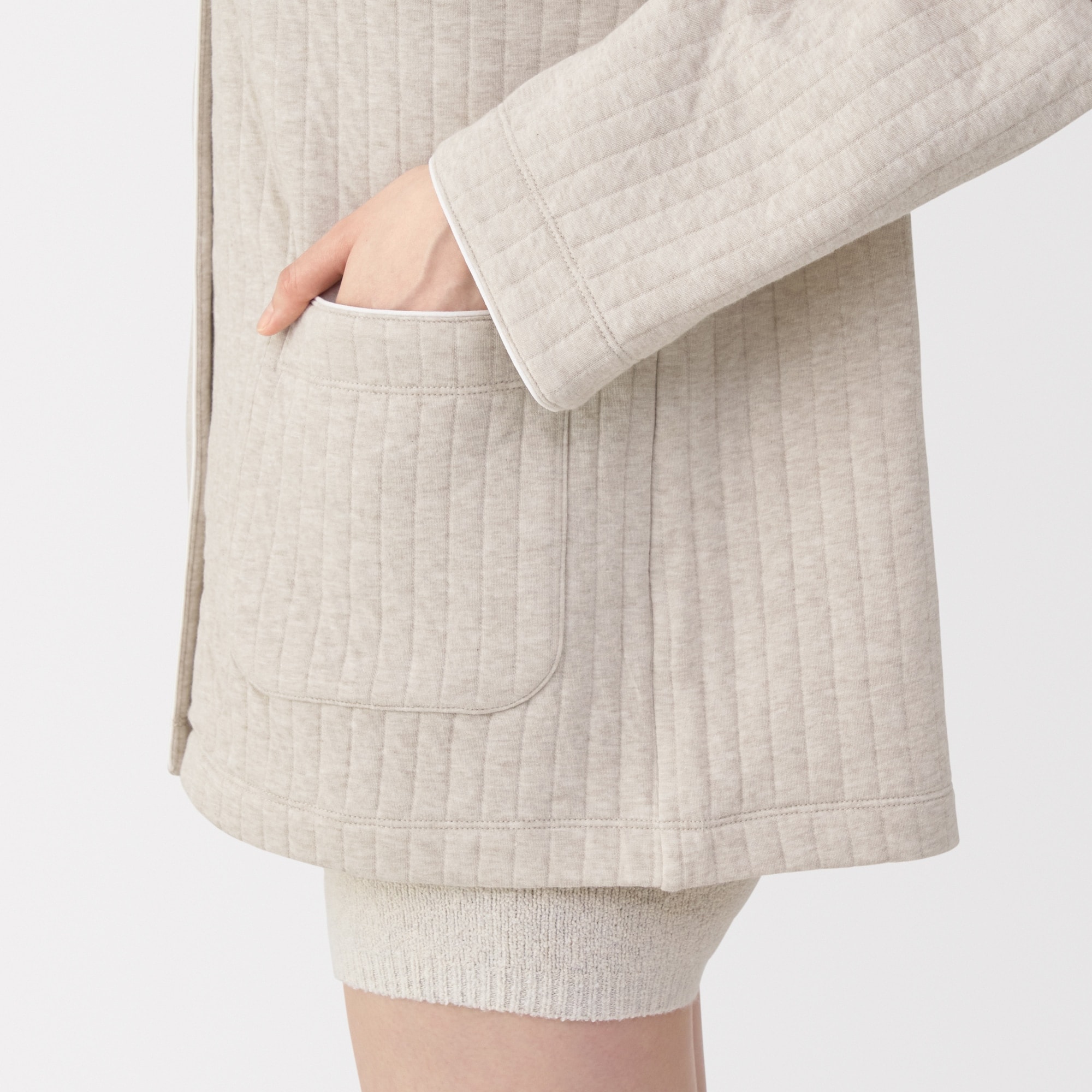 婦人　コットン混キルト　カーディガン