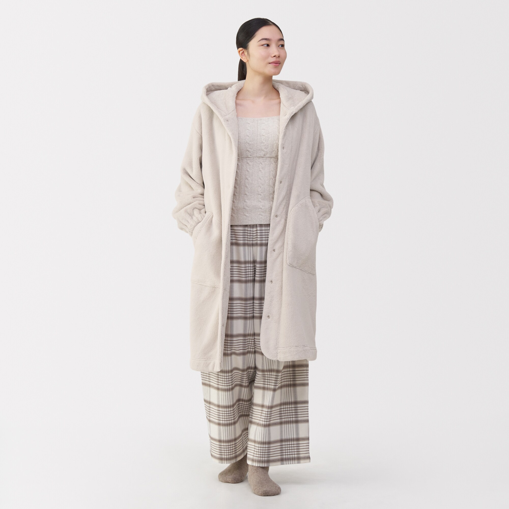 婦人　静電気が起きにくい　着る毛布　ロングカーディガン