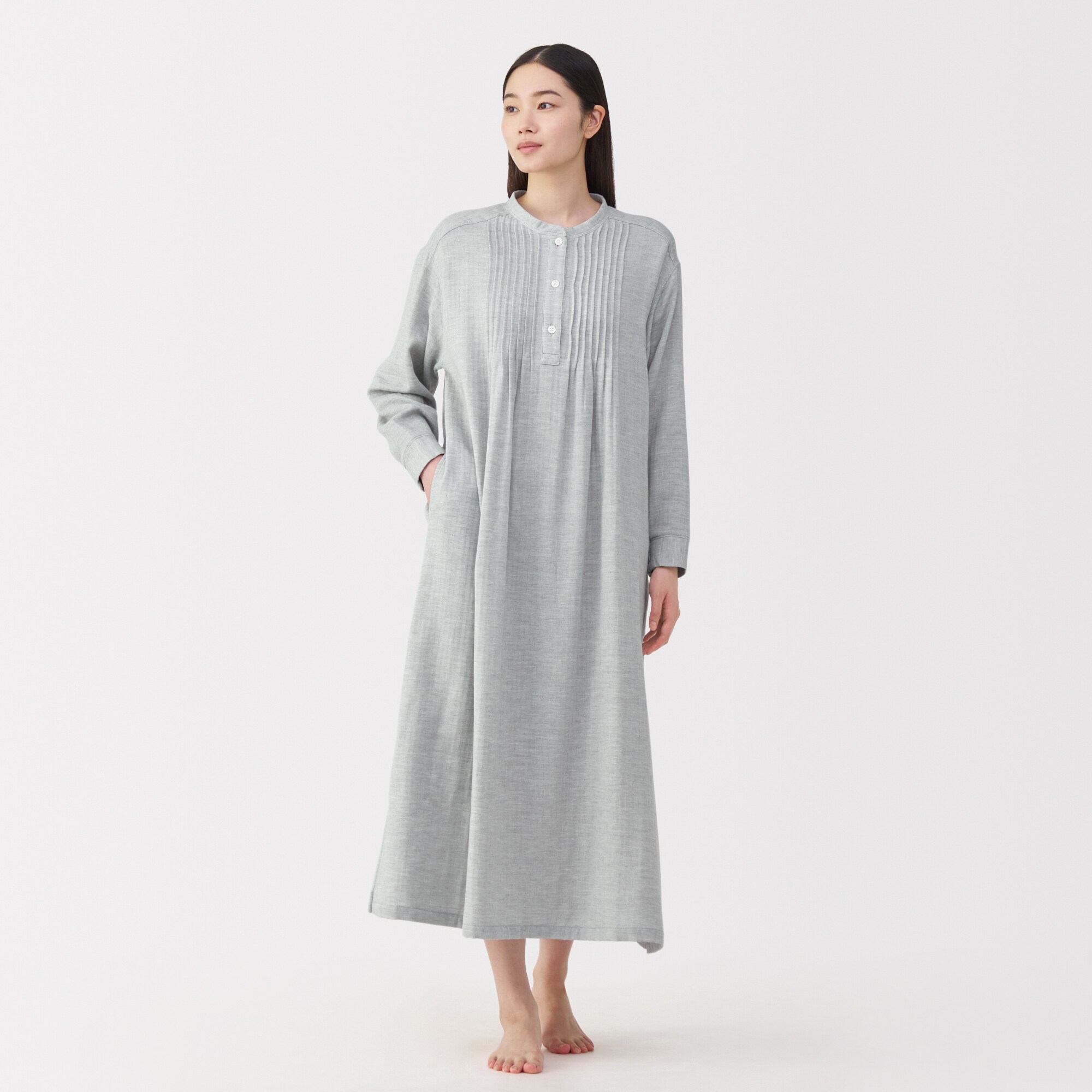 婦人　ヘリンボーンガーゼ　ワンピース