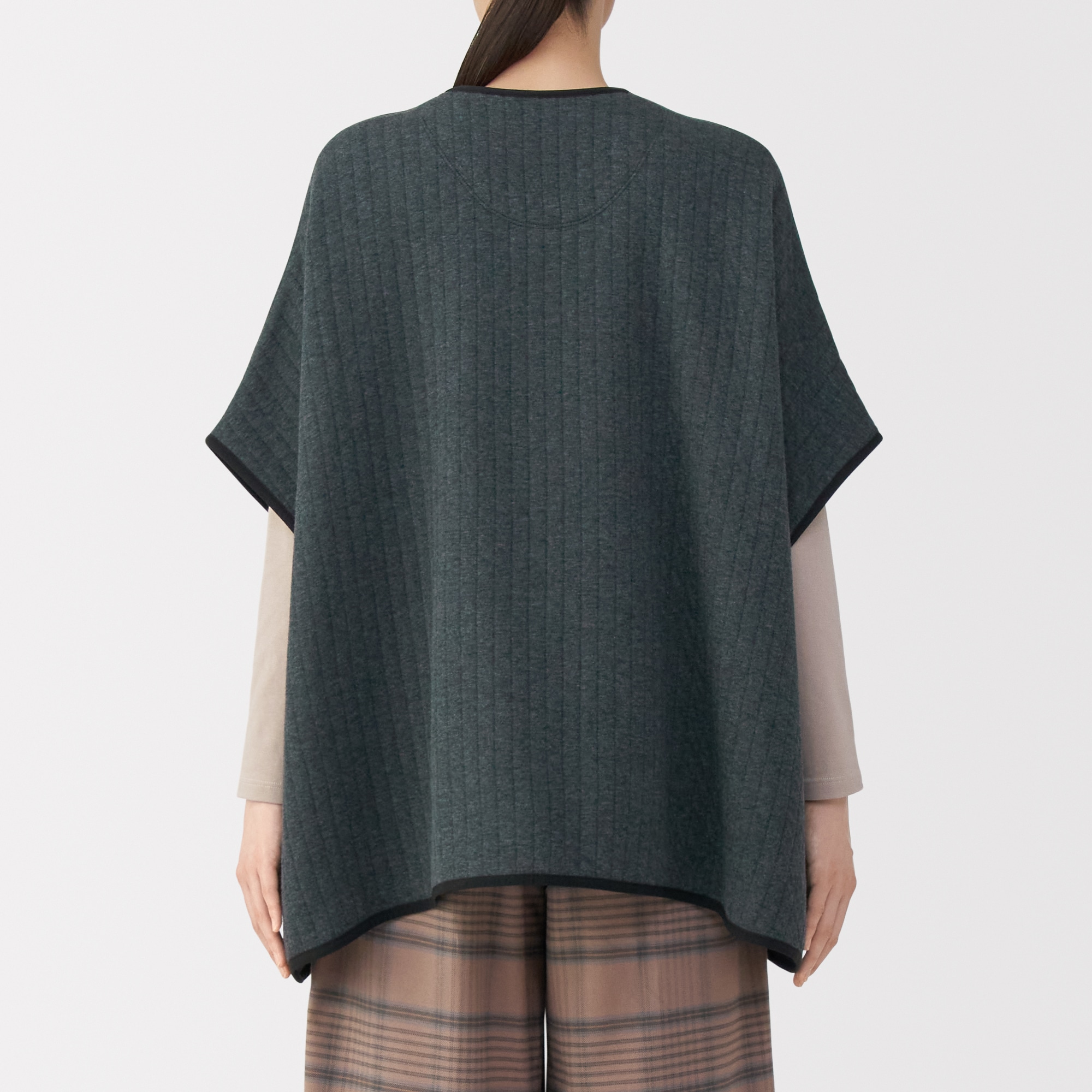 婦人　コットン混キルト　ポンチョ