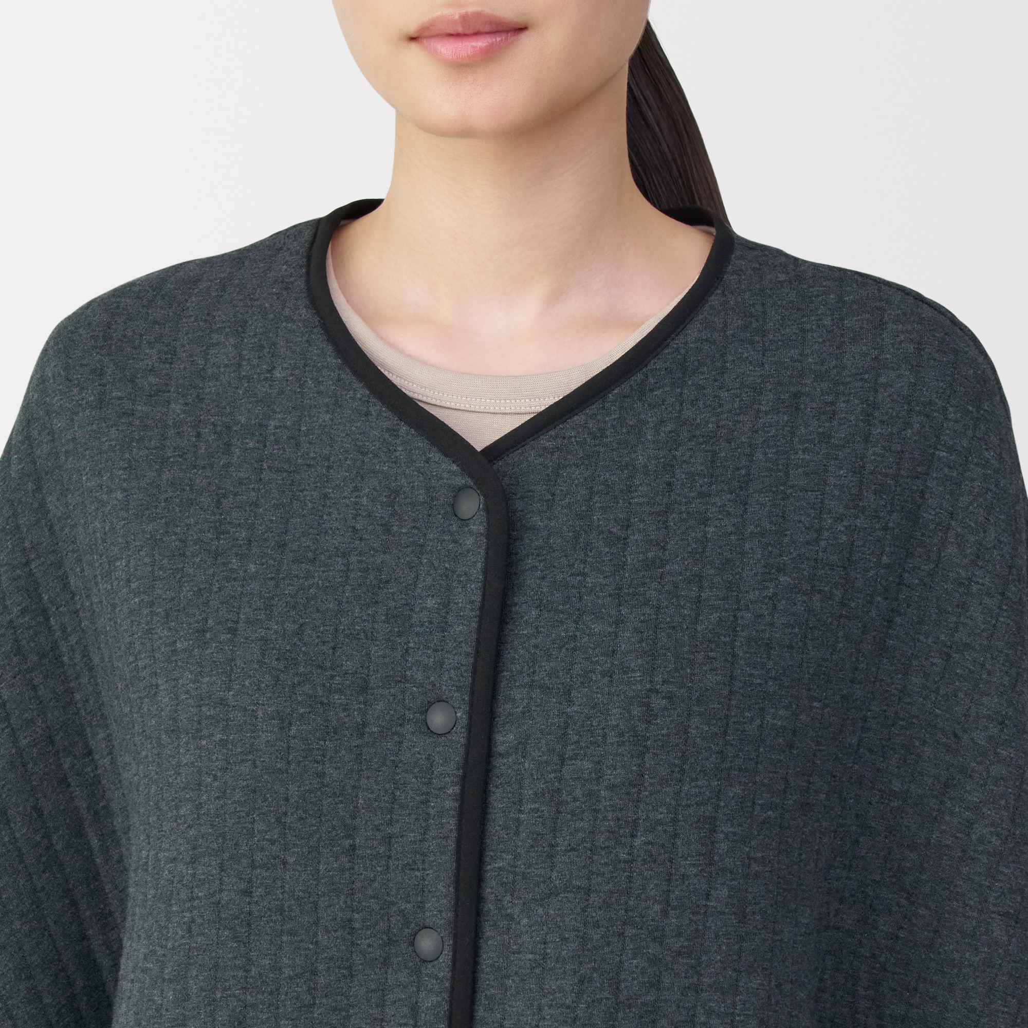 婦人　コットン混キルト　ポンチョ