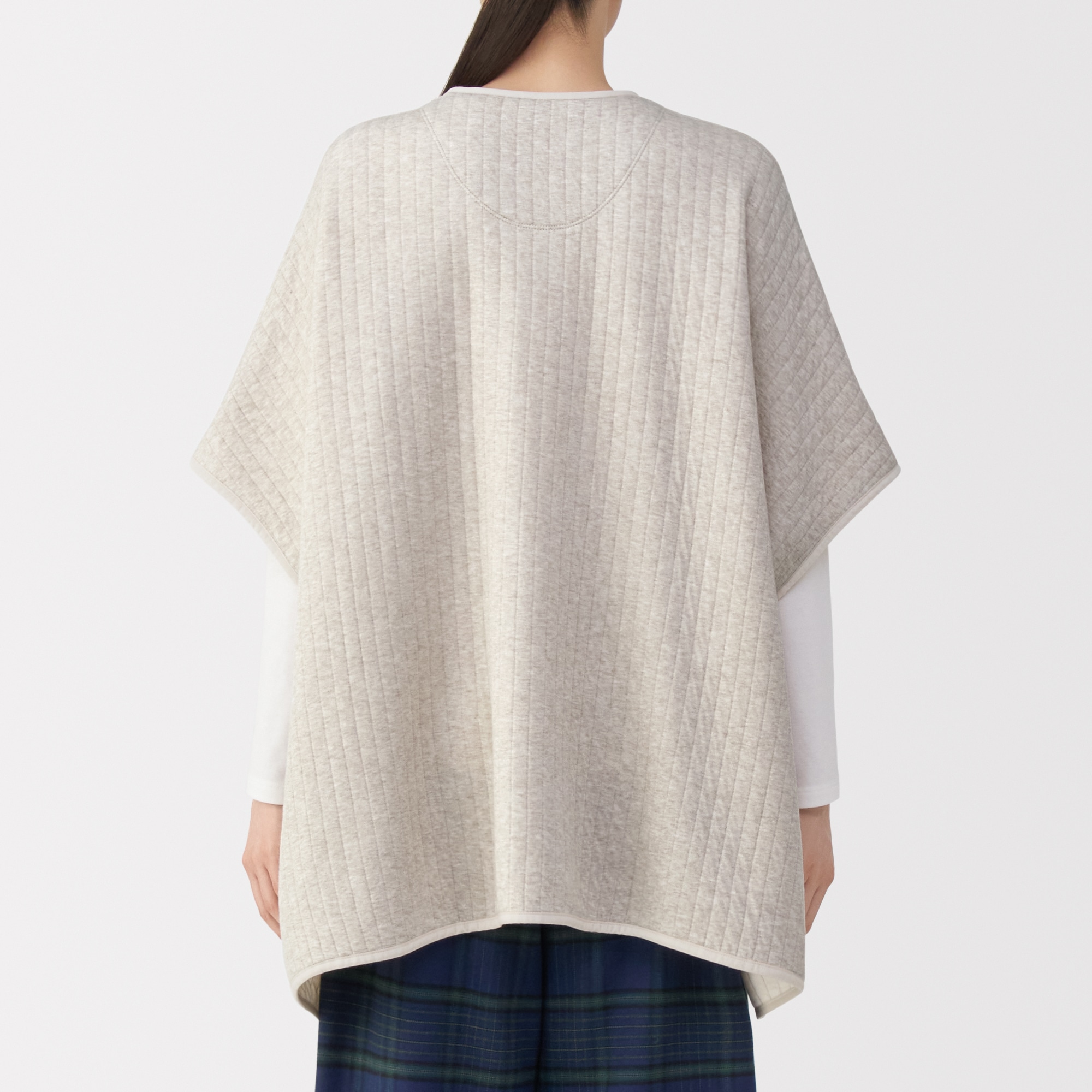 婦人　コットン混キルト　ポンチョ