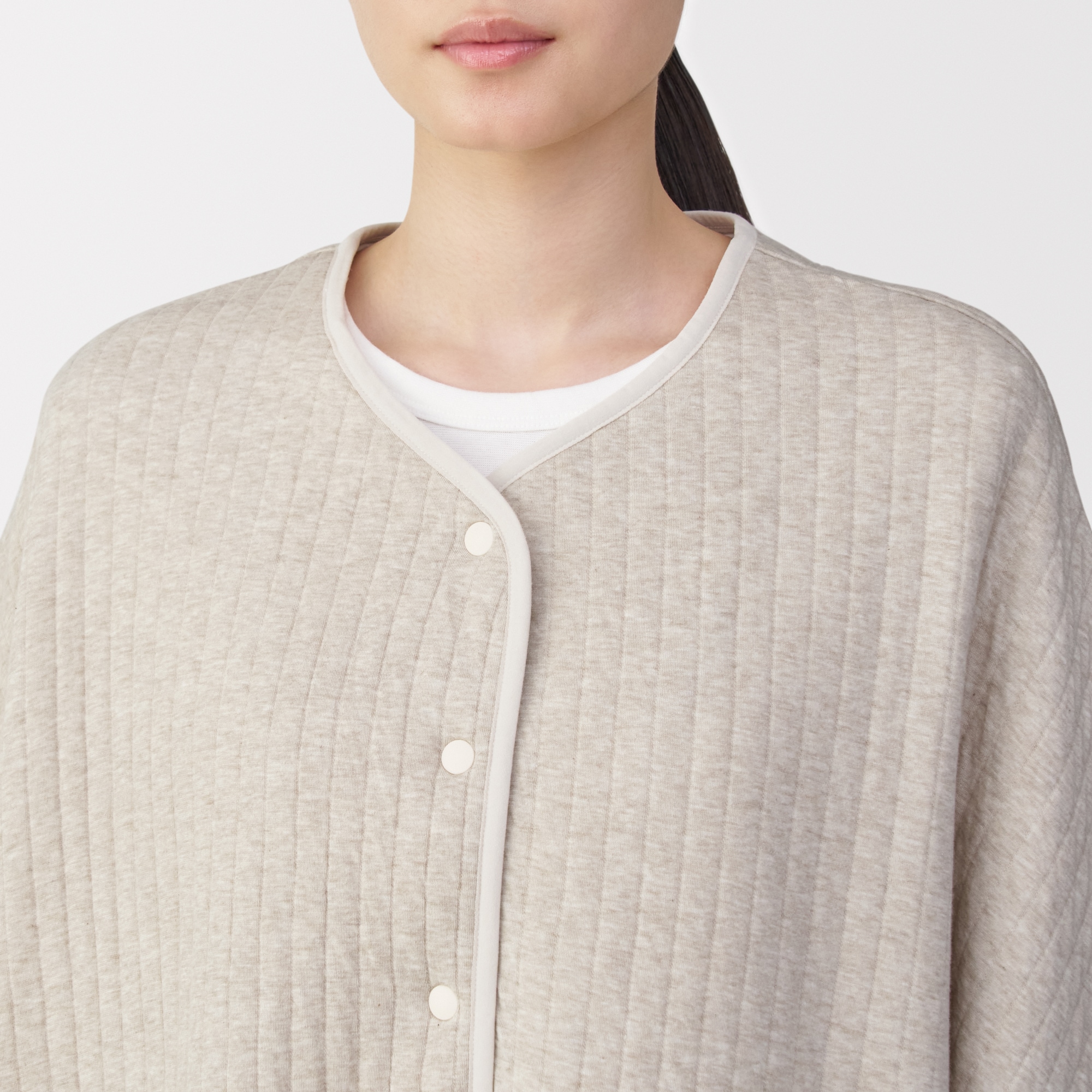 婦人　コットン混キルト　ポンチョ