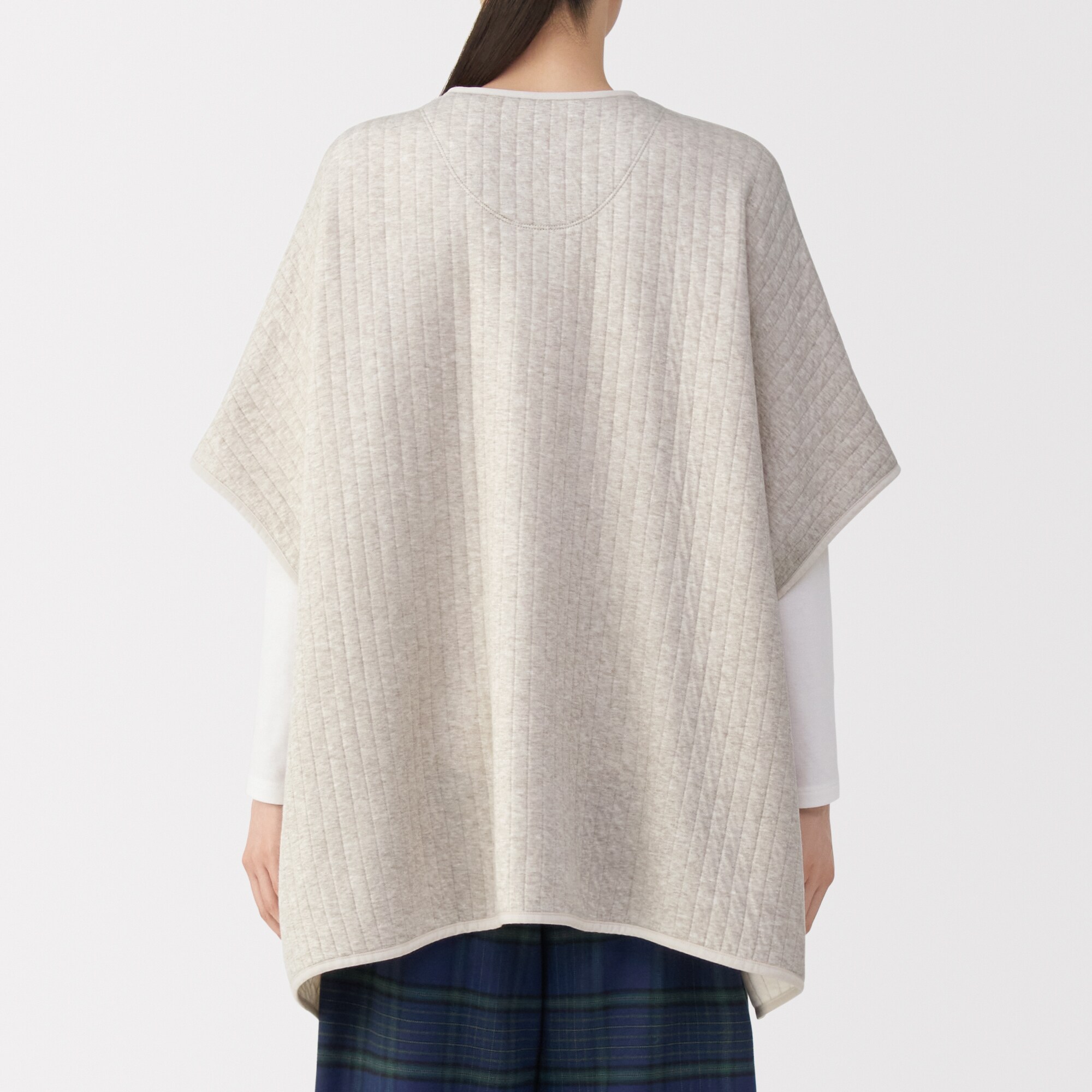 婦人　コットン混キルト　ポンチョ