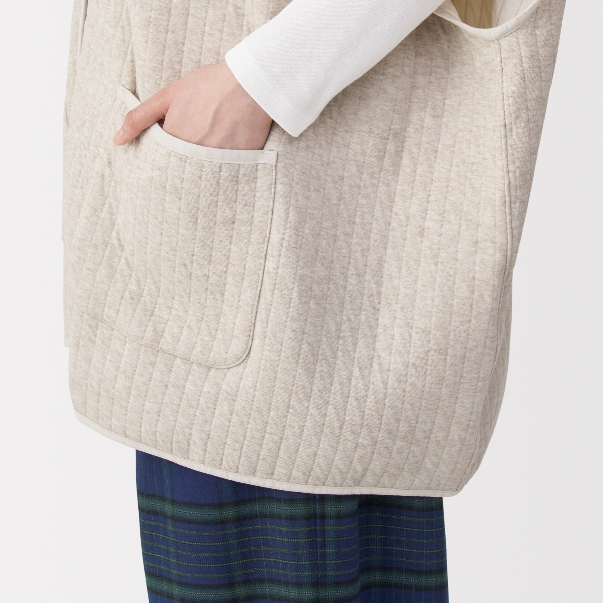 婦人　コットン混キルト　ポンチョ