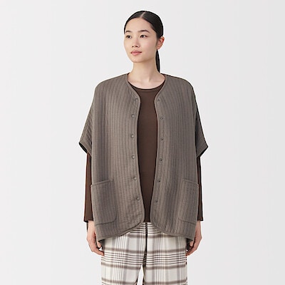 婦人　コットン混キルト　ポンチョ