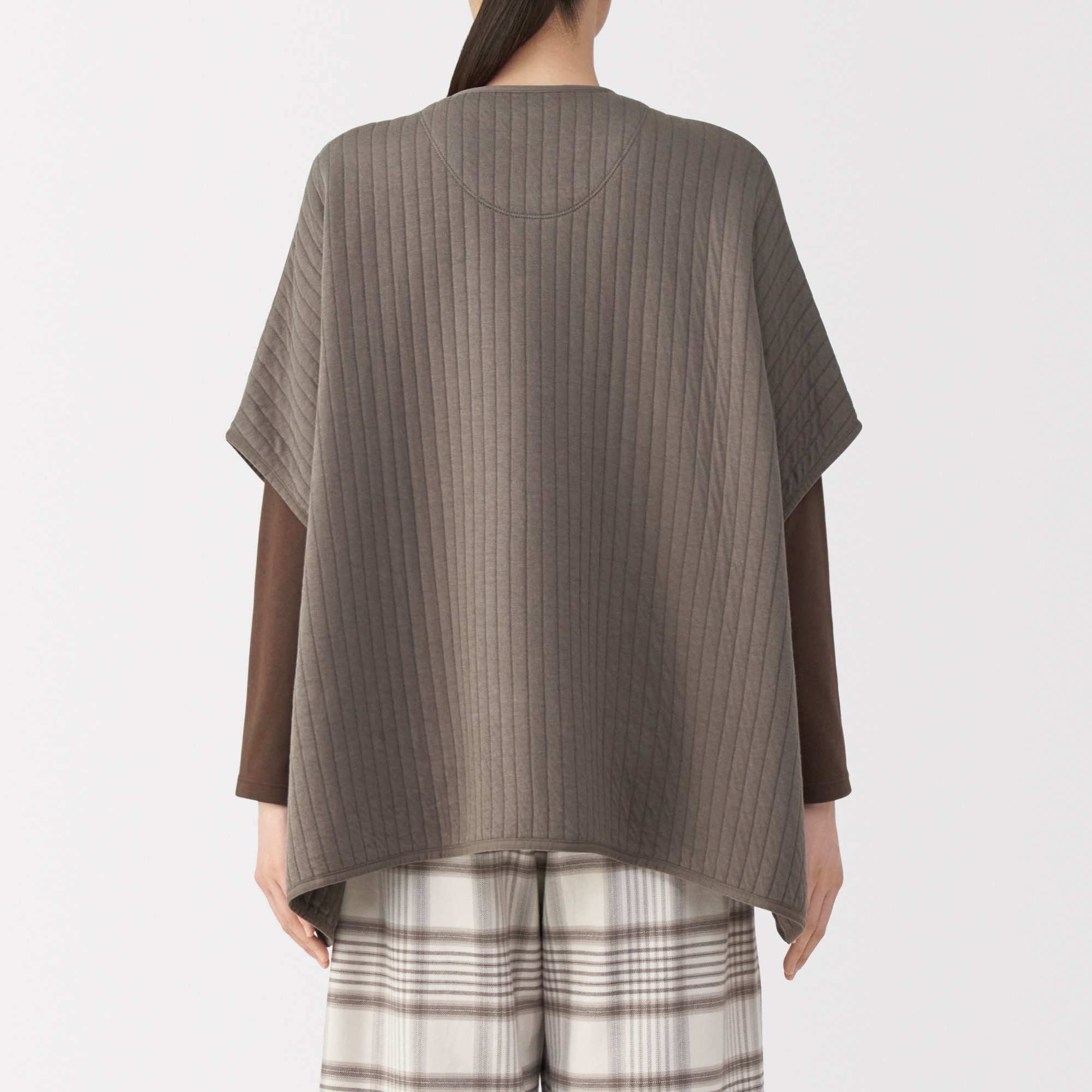 婦人　コットン混キルト　ポンチョ