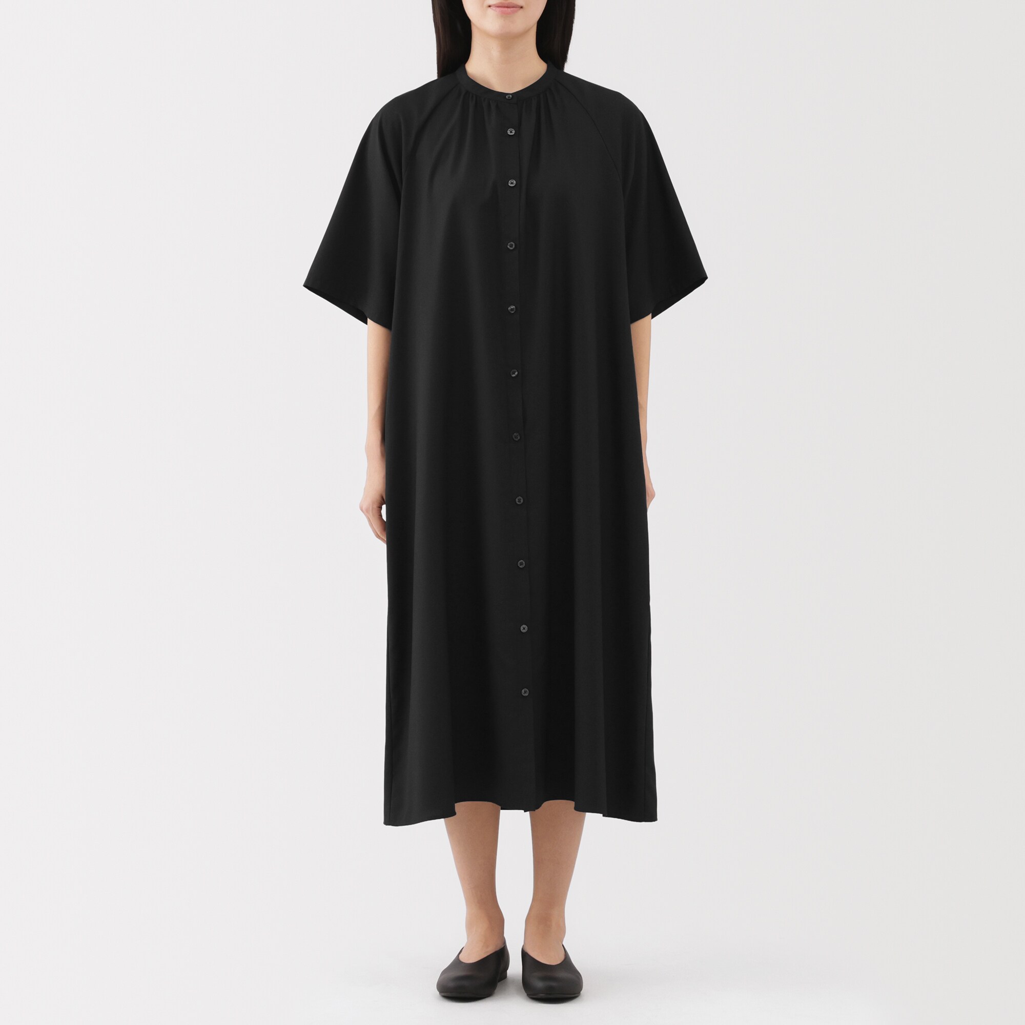 婦人　なめらか　リヨセル混五分袖ワンピース