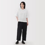 婦人　乾きやすい　ブロード五分袖ブラウス