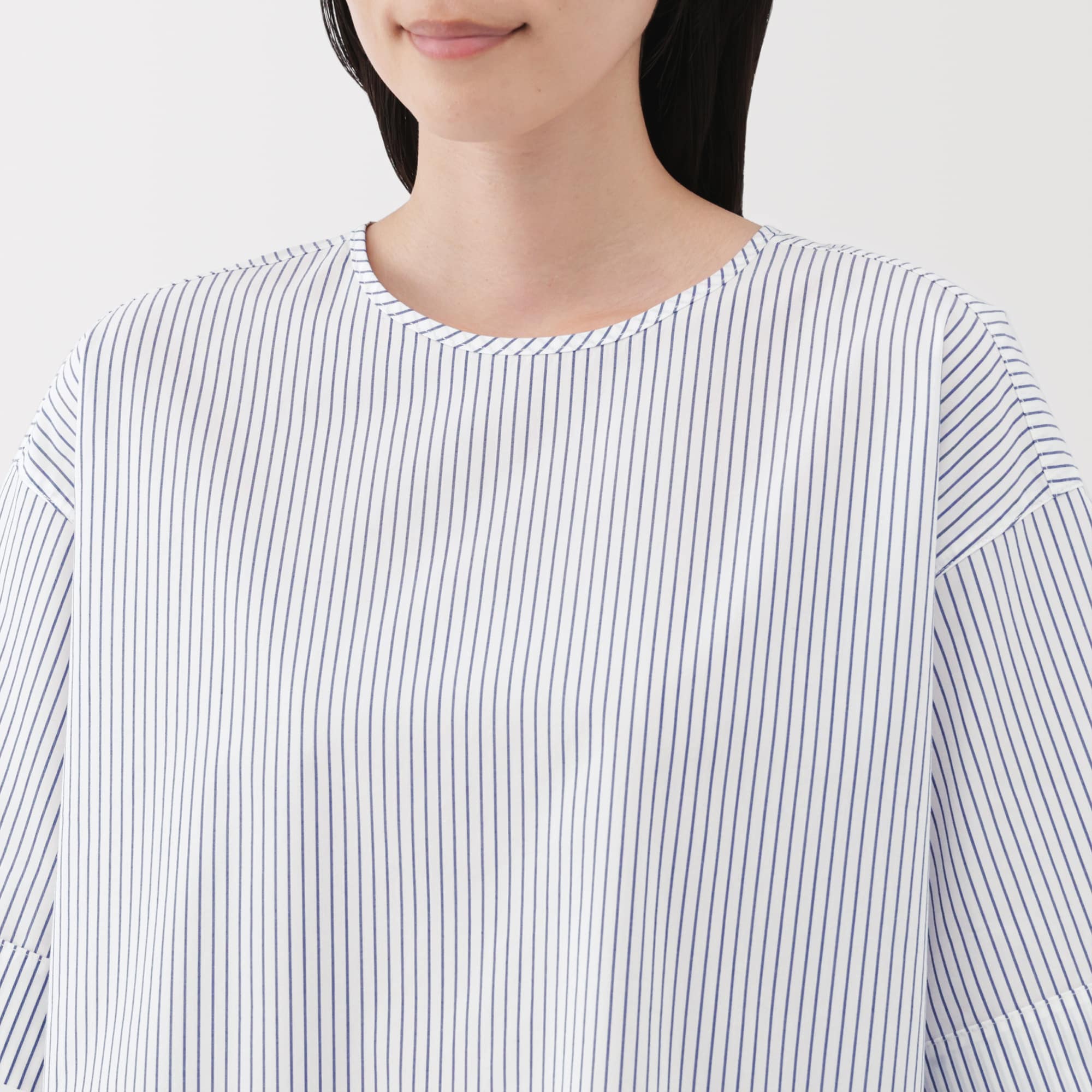 婦人　乾きやすい　ブロード五分袖ブラウス