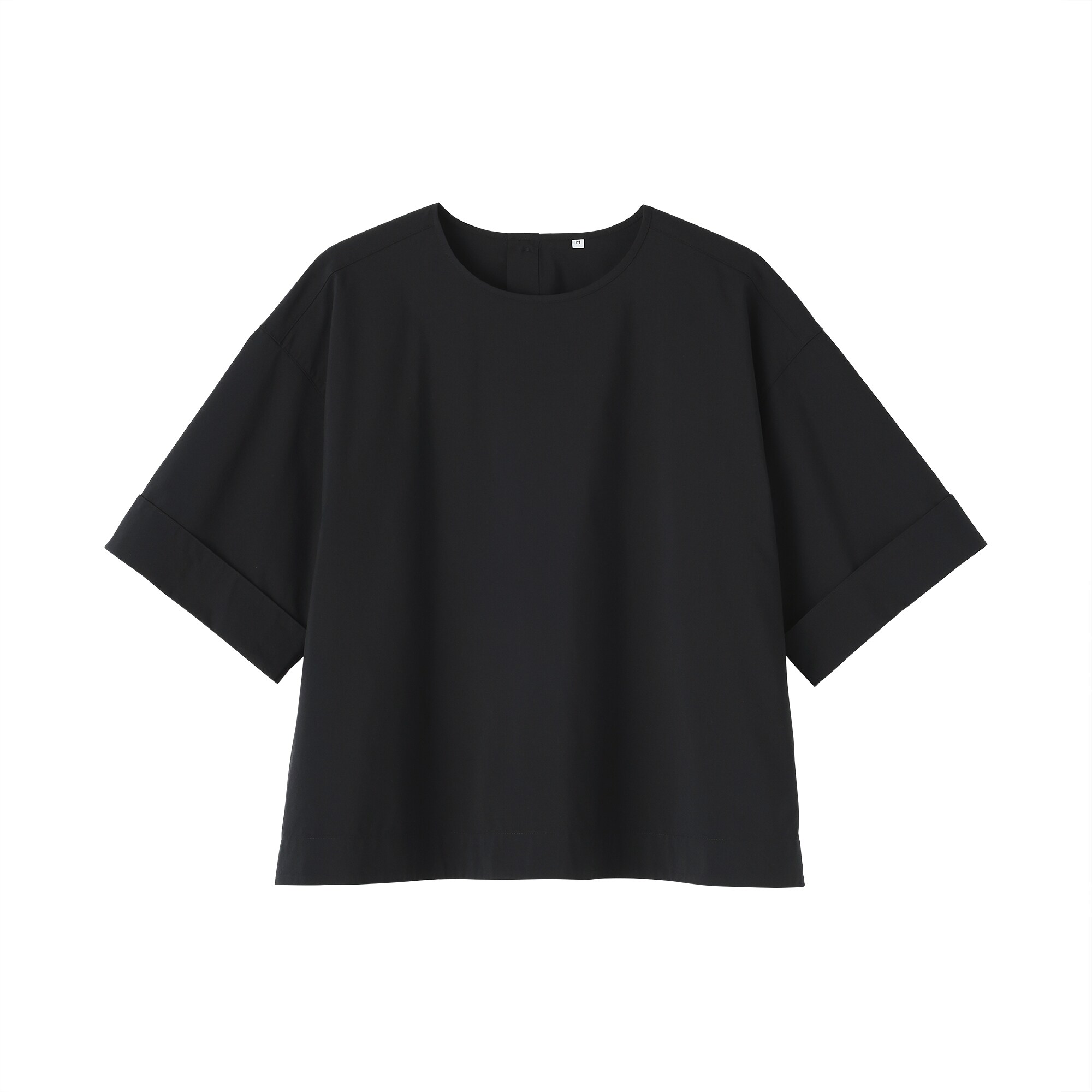 婦人　乾きやすい　ブロード五分袖ブラウス