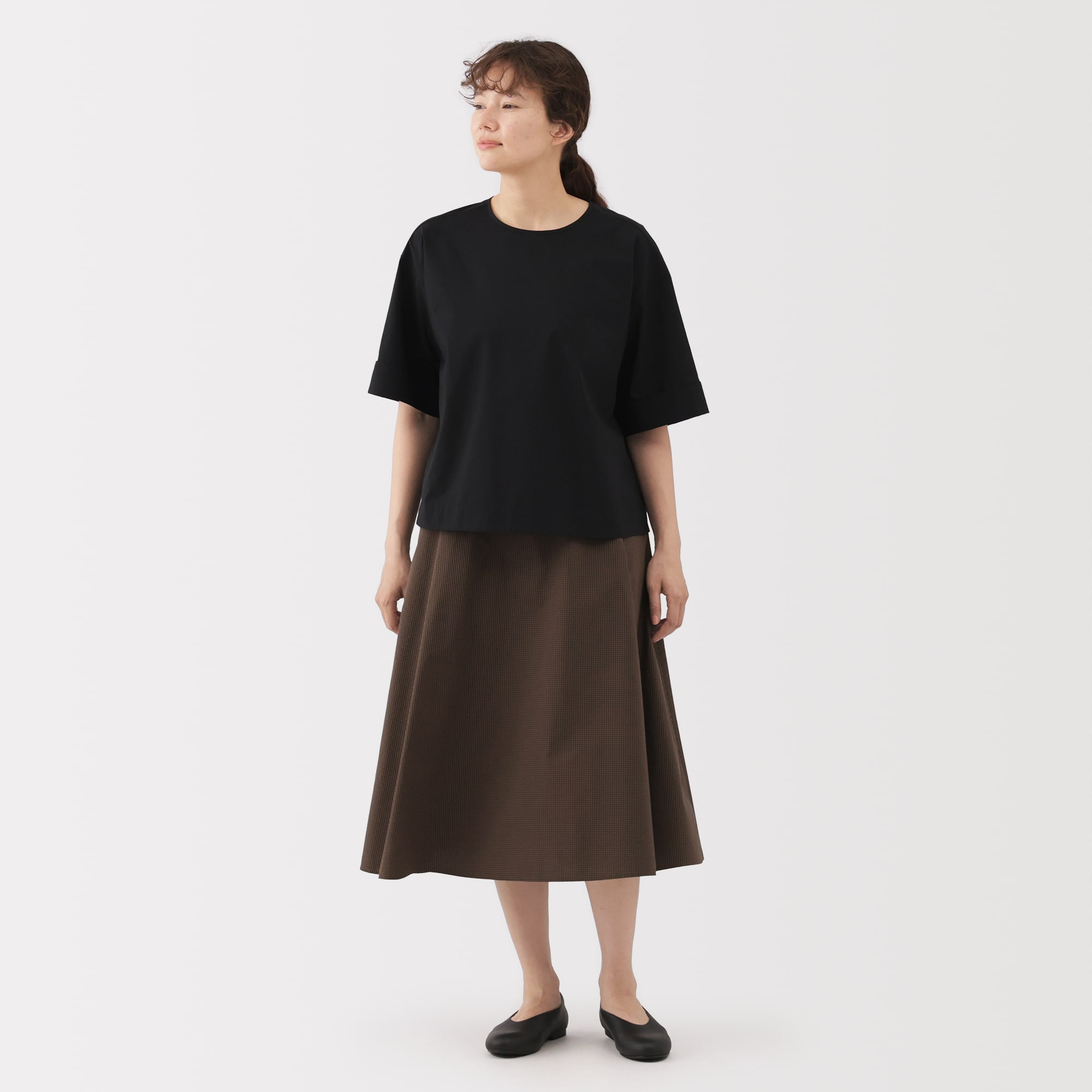 婦人 乾きやすい ブロード五分袖ブラウス | 無印良品