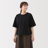 婦人　乾きやすい　ブロード五分袖ブラウス