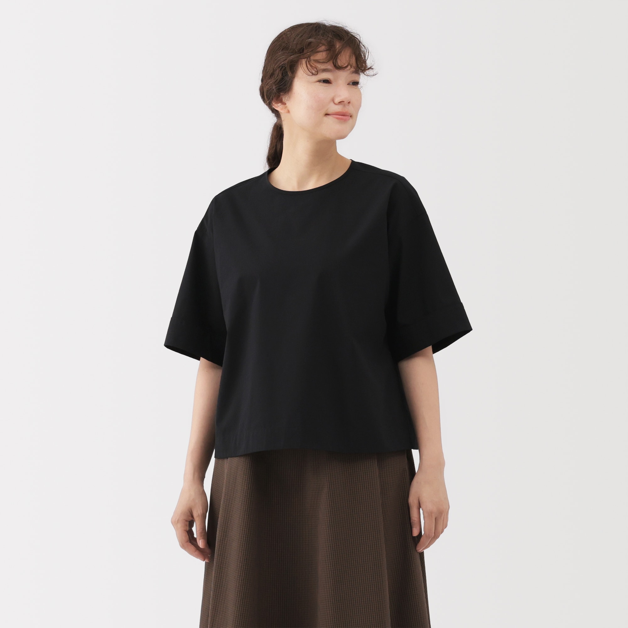 婦人 乾きやすい ブロード五分袖ブラウス | 無印良品