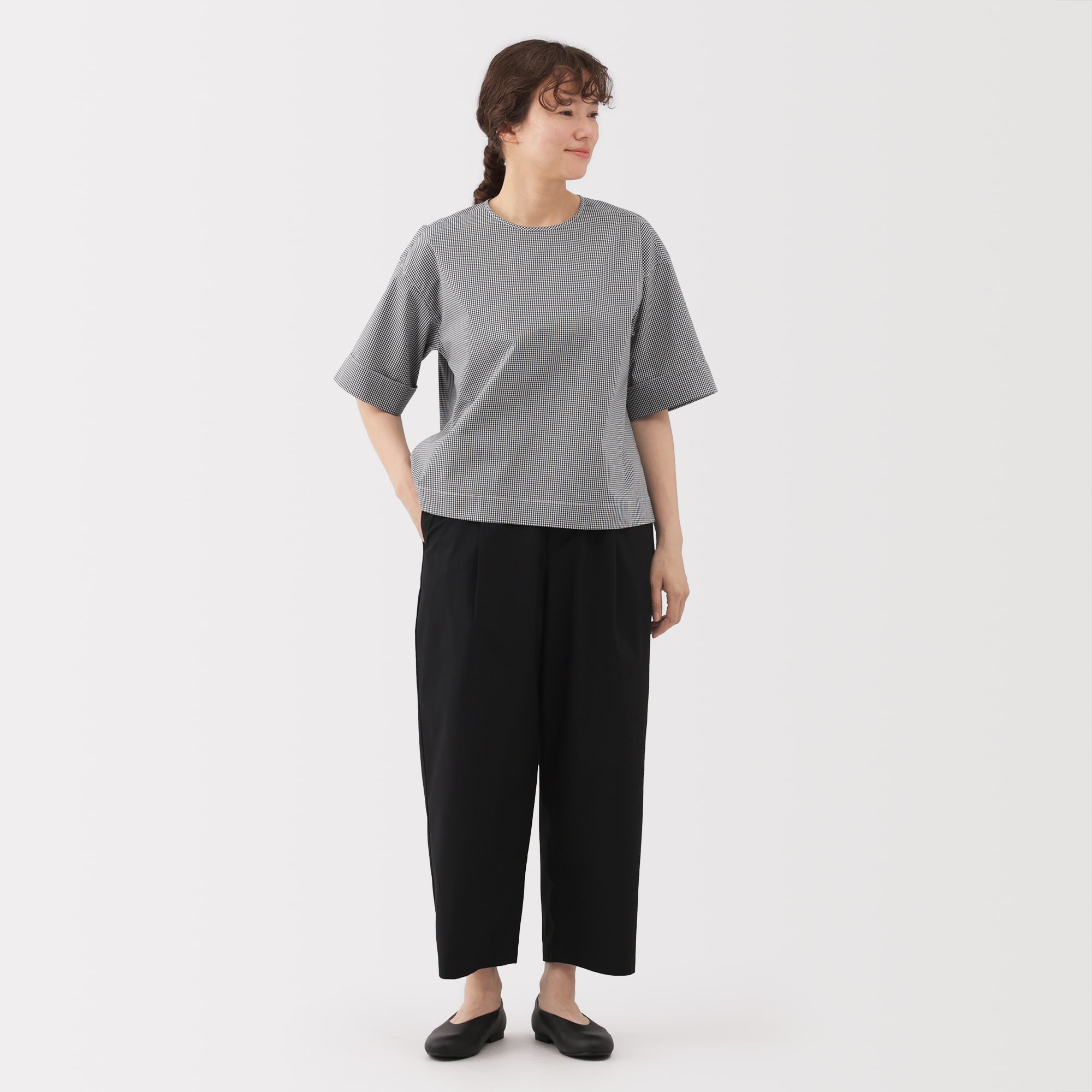 婦人 乾きやすい ブロード五分袖ブラウス | 無印良品