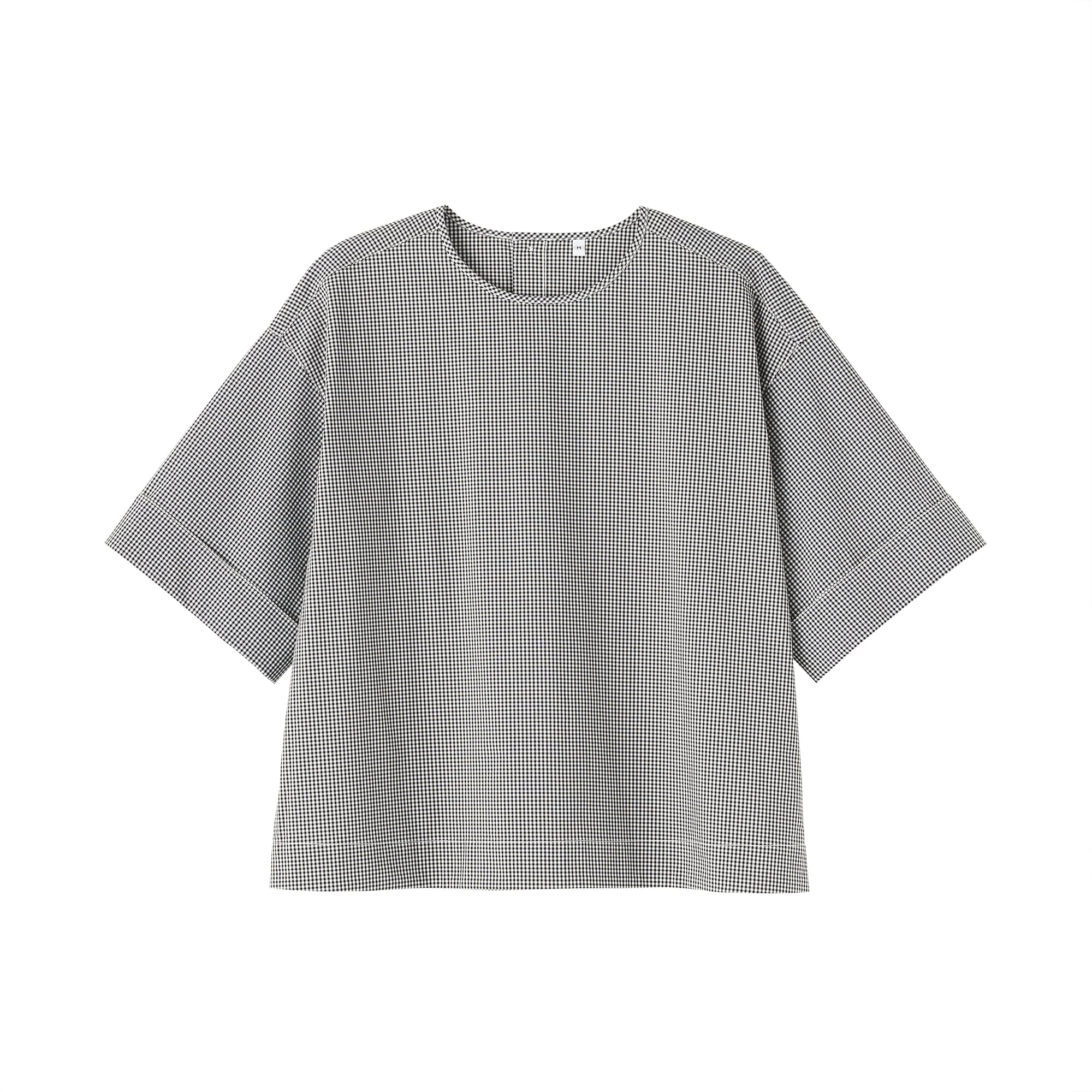 婦人　乾きやすい　ブロード五分袖ブラウス