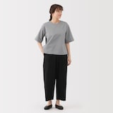 婦人　乾きやすい　ブロード五分袖ブラウス