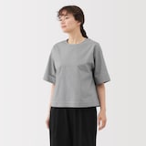 婦人　乾きやすい　ブロード五分袖ブラウス