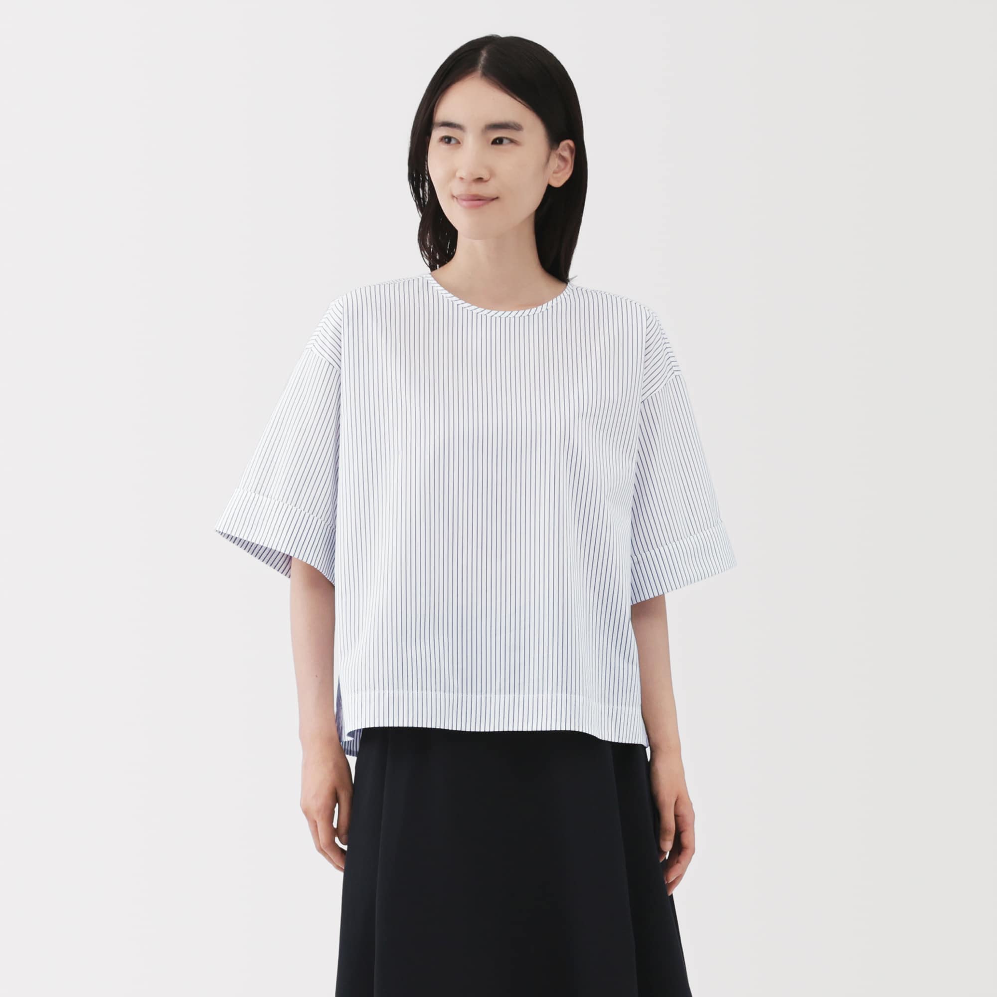 婦人 乾きやすい ブロード五分袖ブラウス | 無印良品