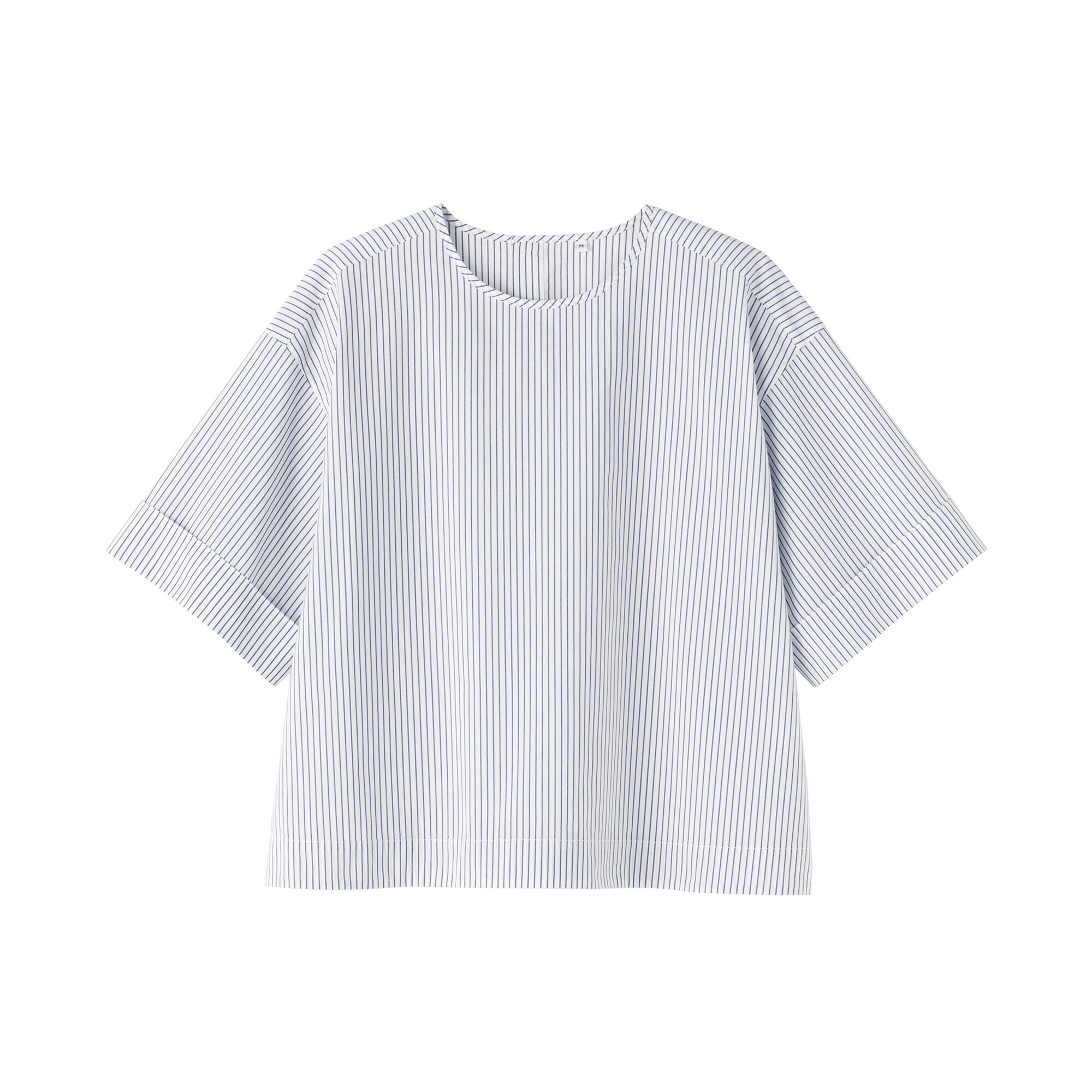 婦人　乾きやすい　ブロード五分袖ブラウス